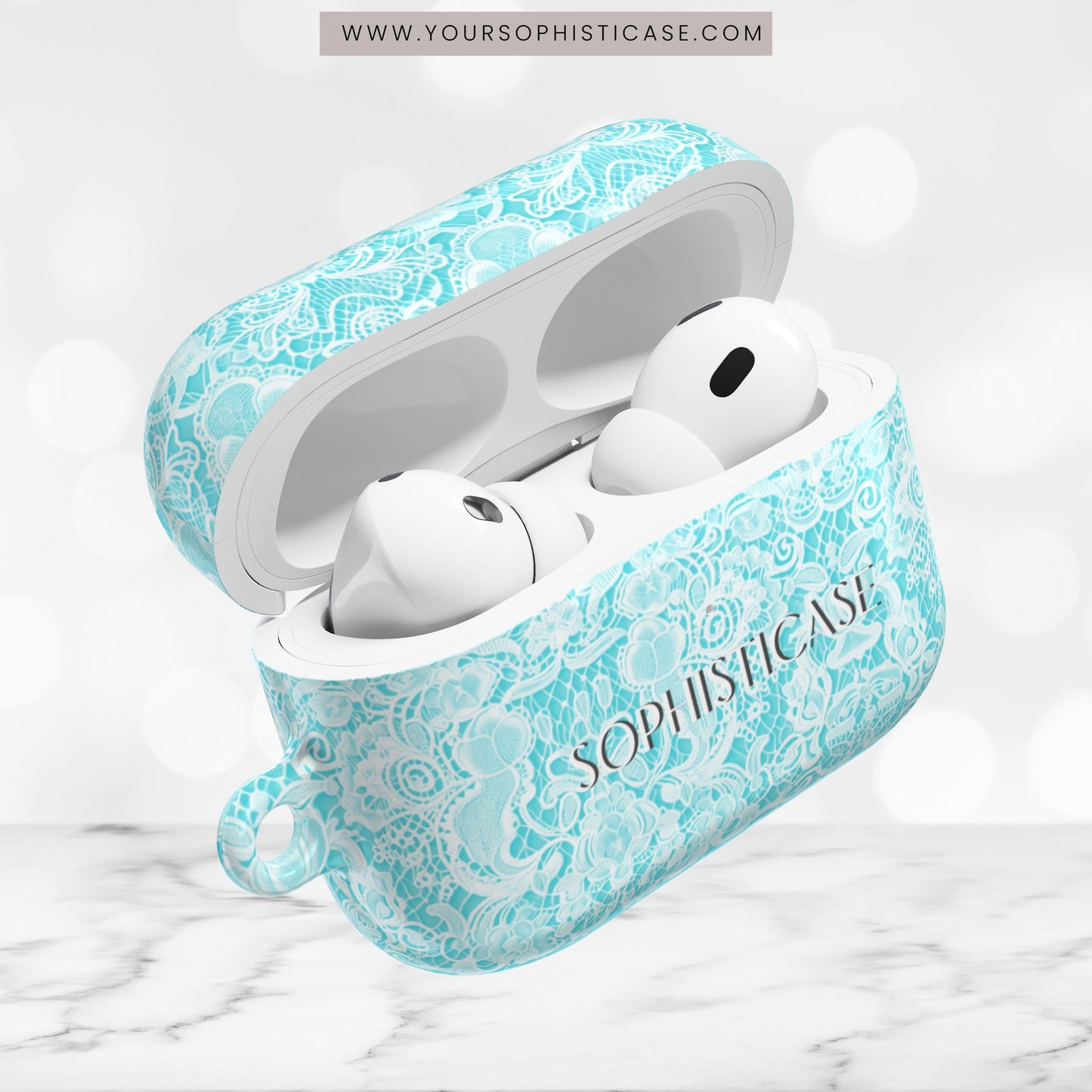 AirPod Cases - Luxe Lace in Aqua