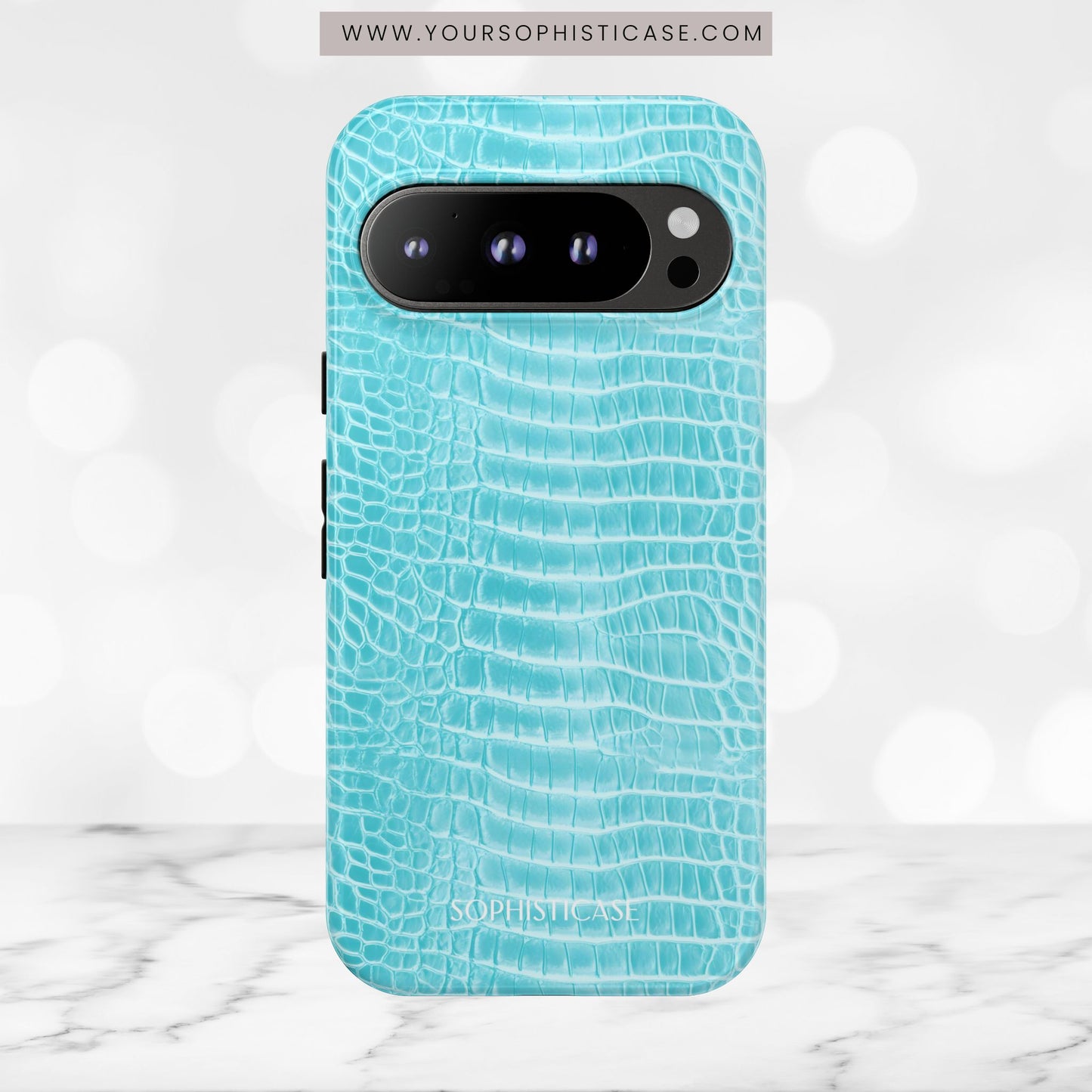 Luxe Leather in Aqua - Tough Phone Case