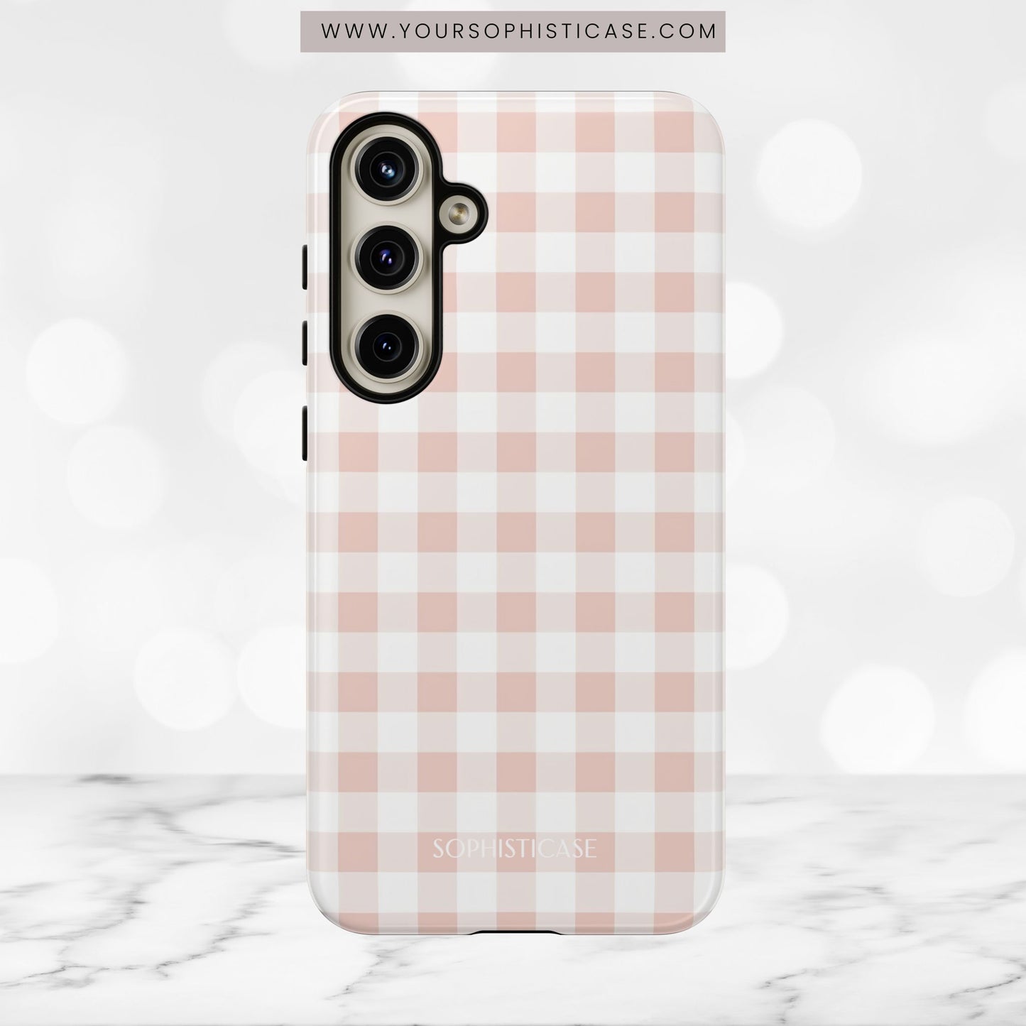 Gingham in Neutral Beige - Tough Phone Case