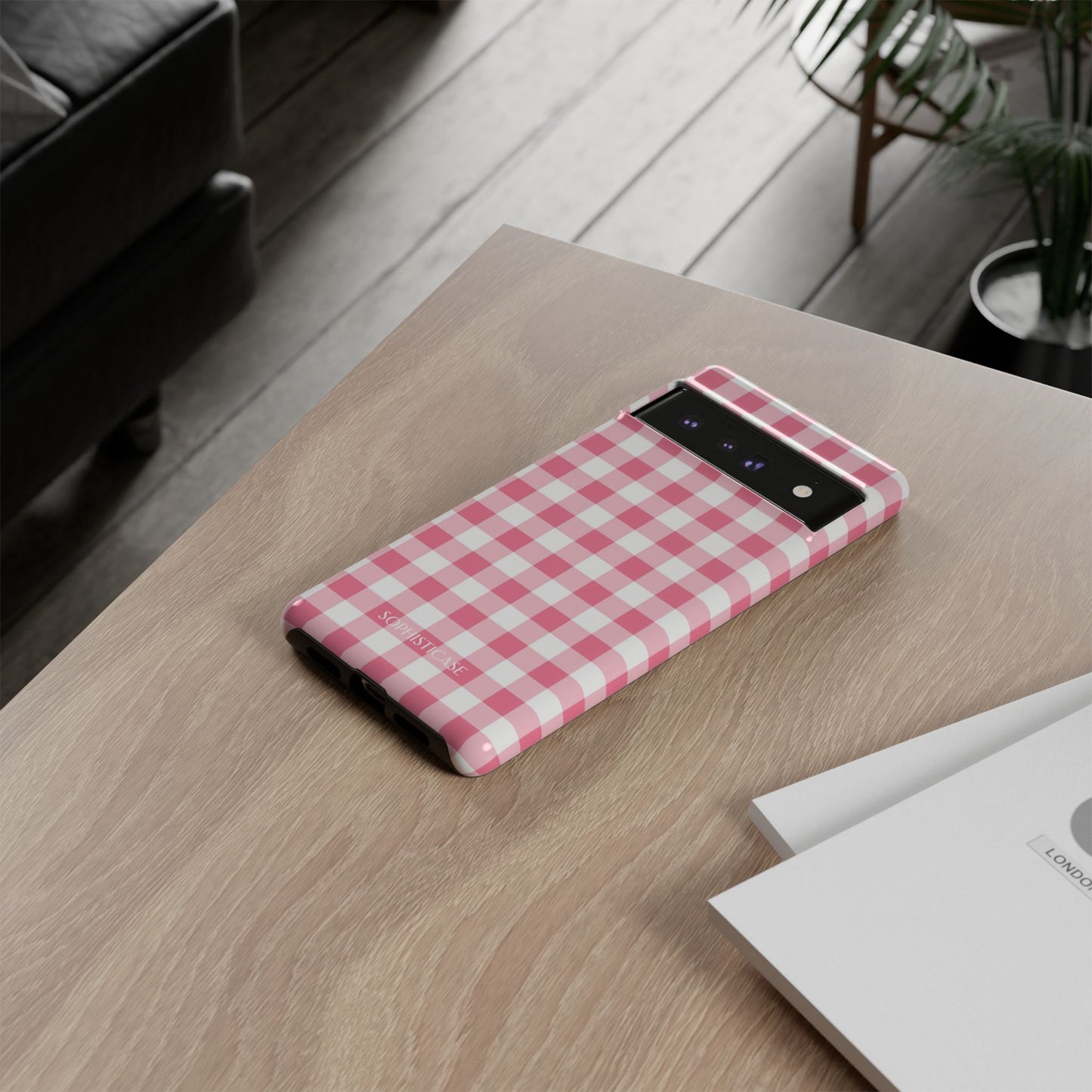 Gingham in Salmon - Tough Phone Case