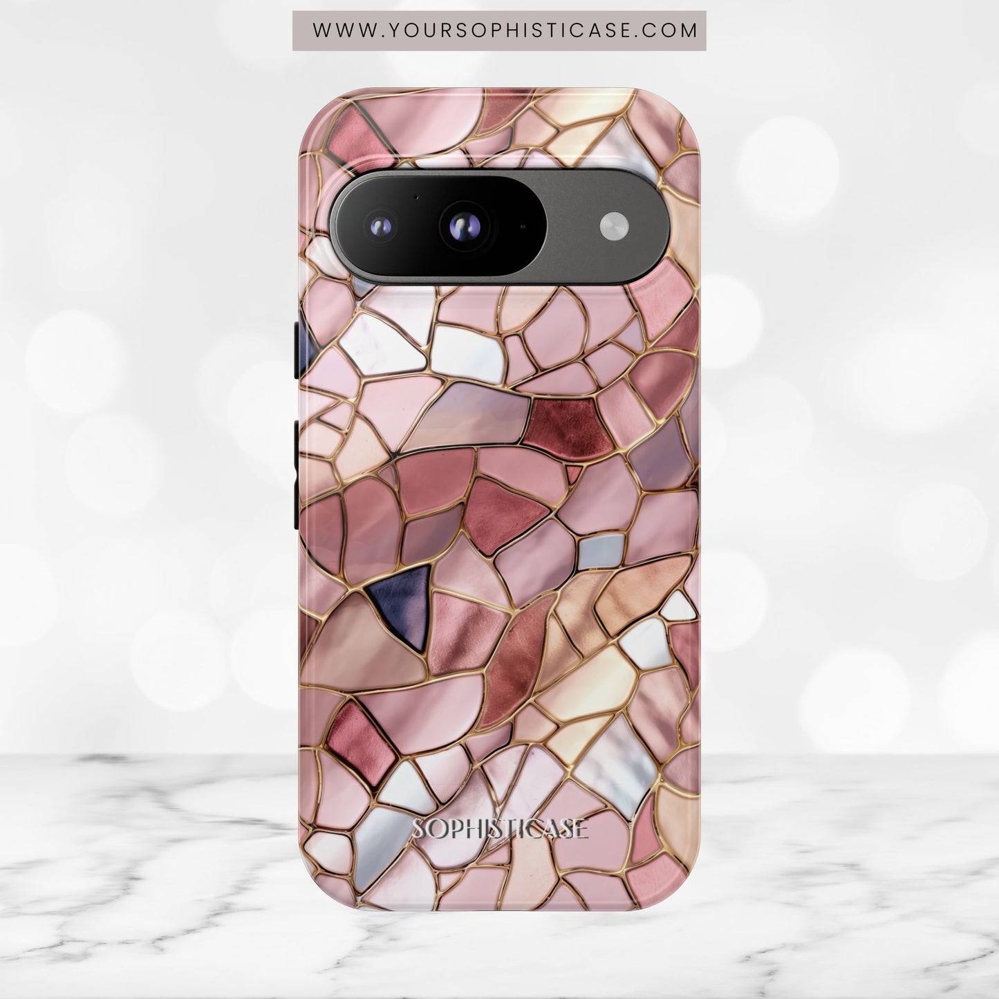 Rose' Runway in Pink Mosaic - Tough Phone Case