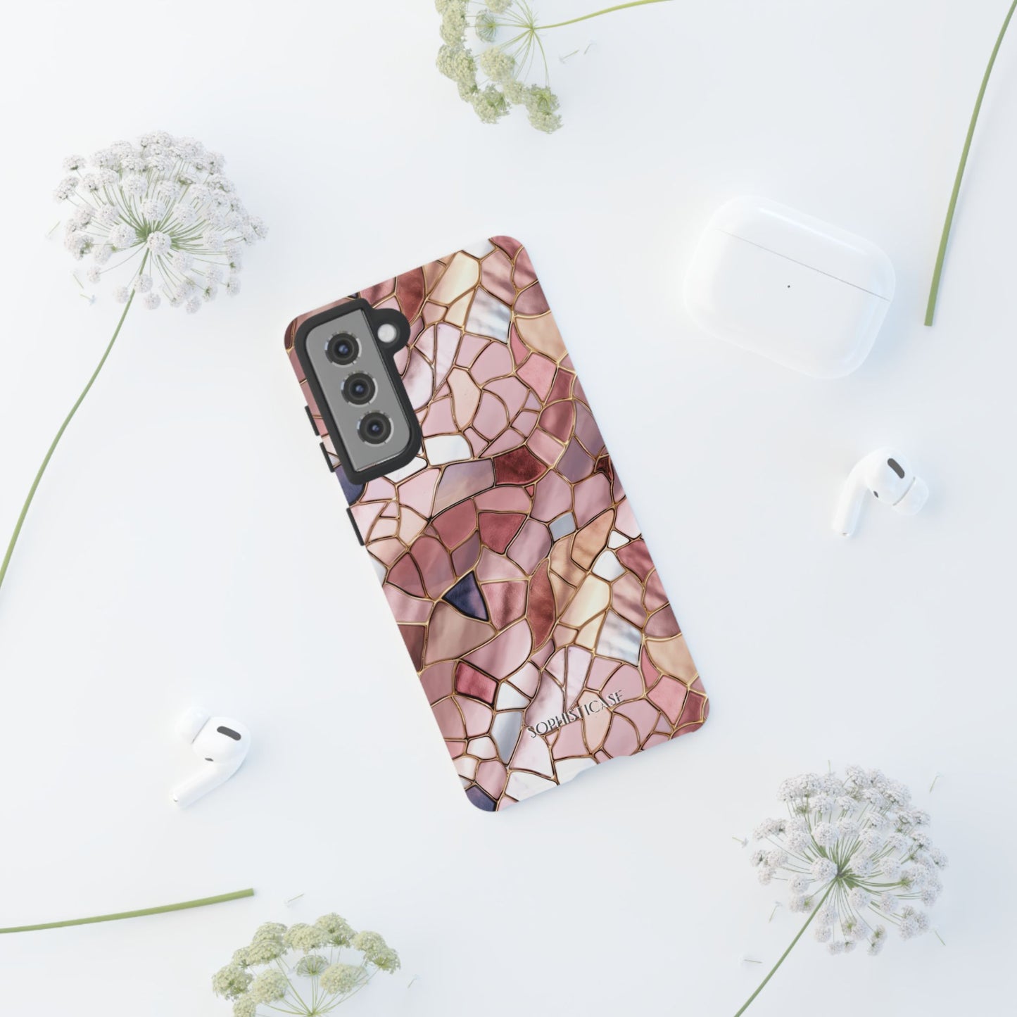 Rose' Runway in Pink Mosaic - Tough Phone Case