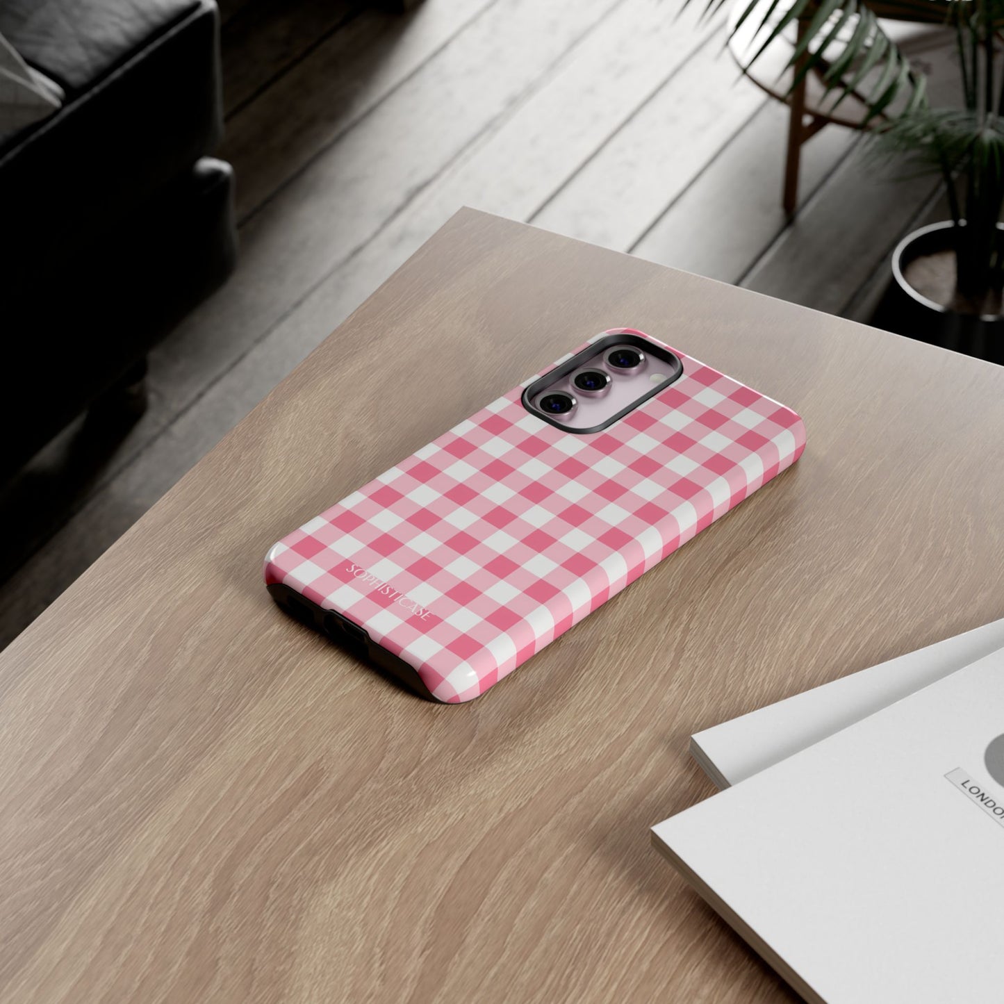 Gingham in Salmon - Tough Phone Case