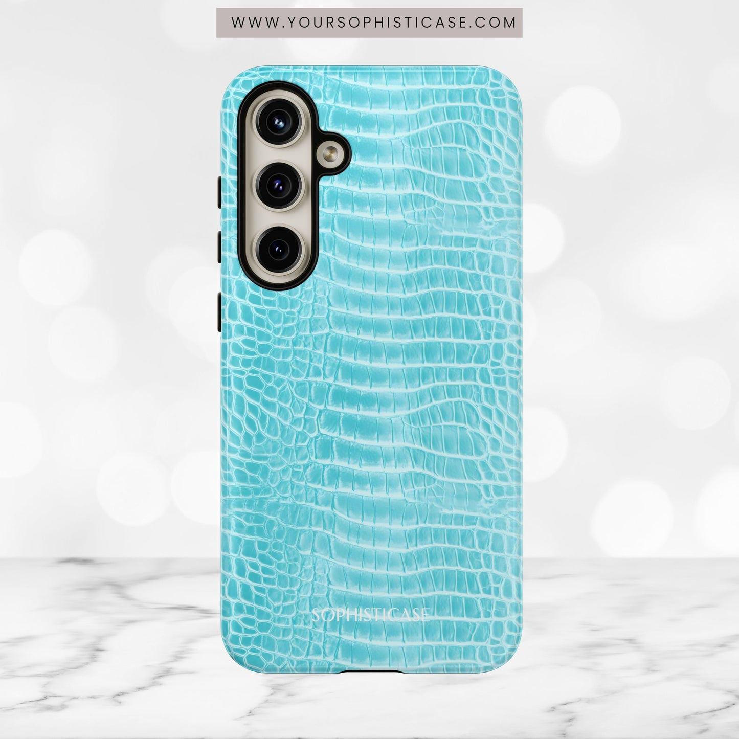 Luxe Leather in Aqua - Tough Phone Case