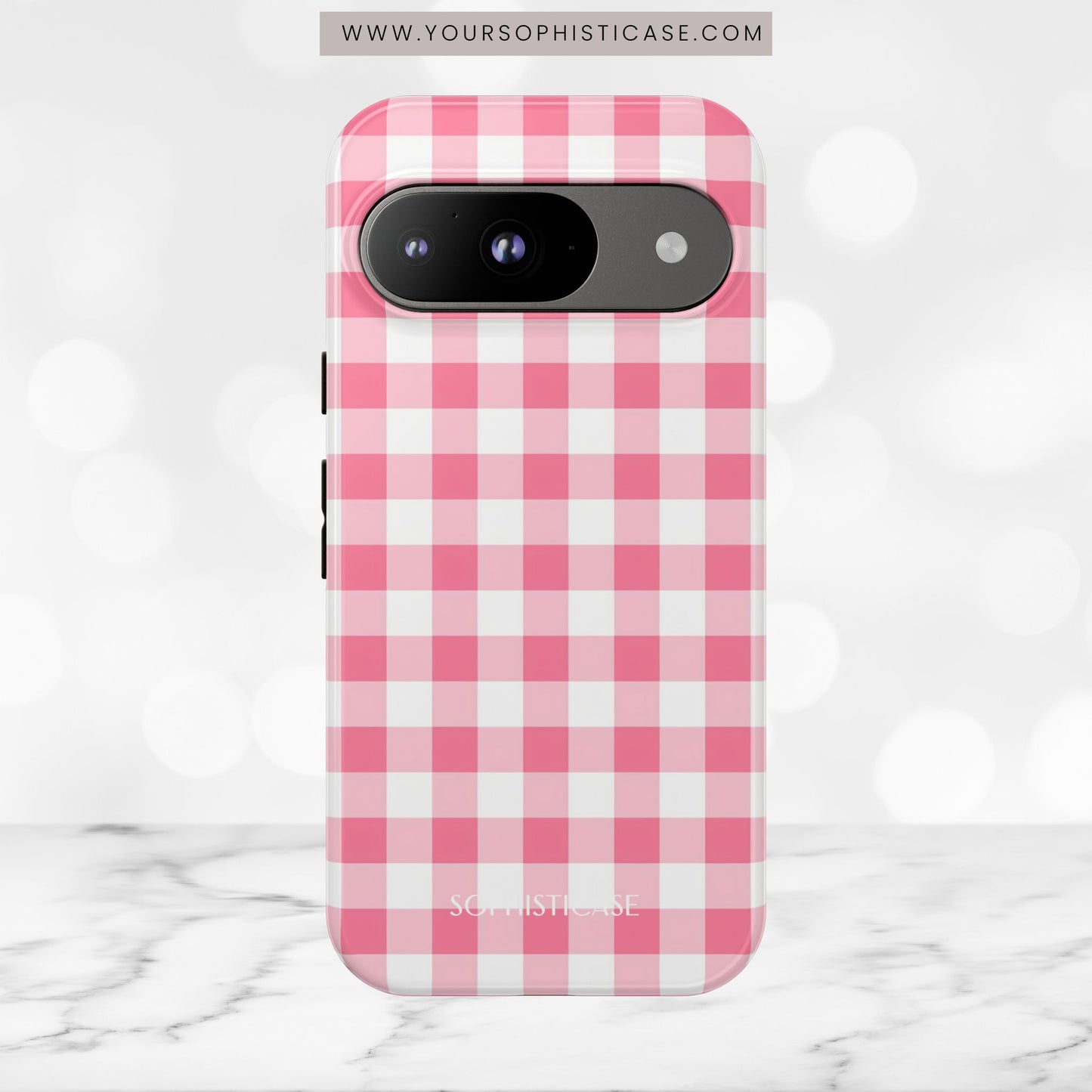 Gingham in Salmon - Tough Phone Case