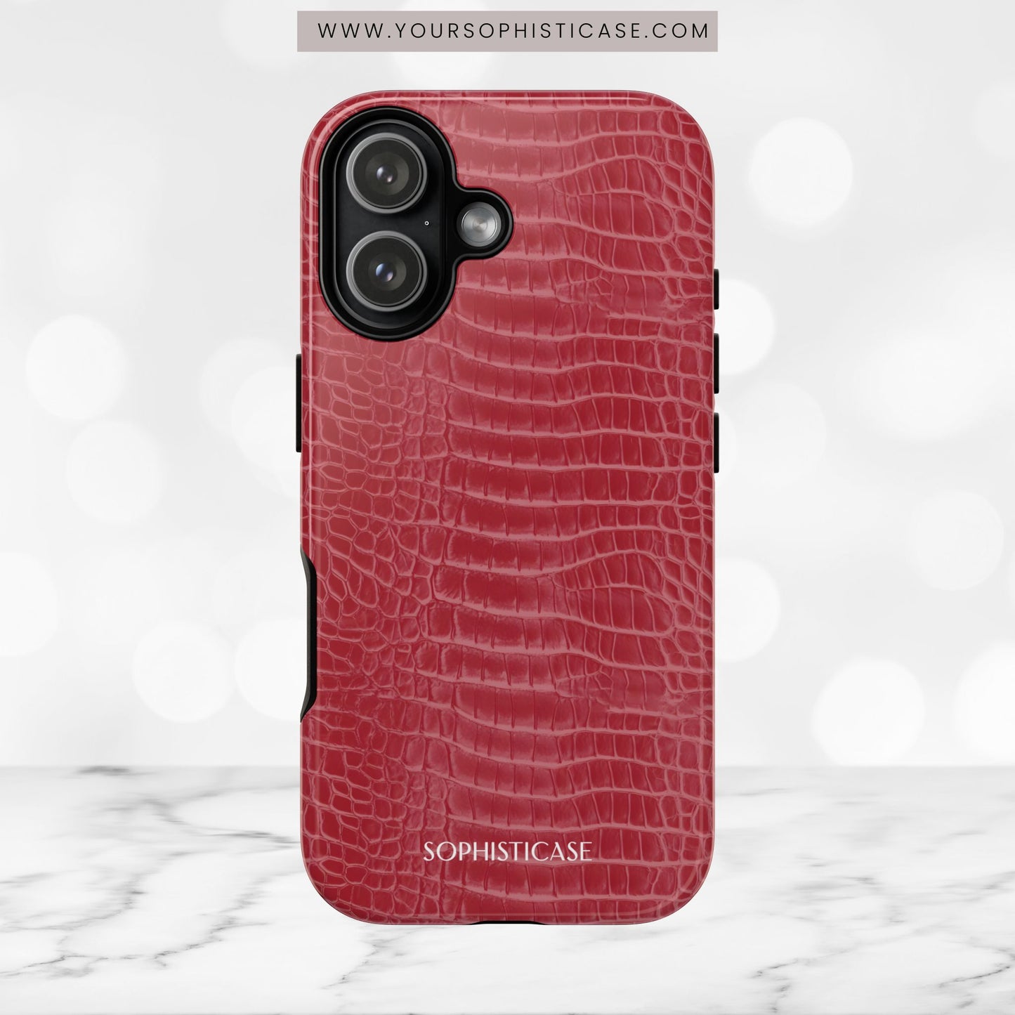 Luxe Leather in Cherry Red - iPhone Case