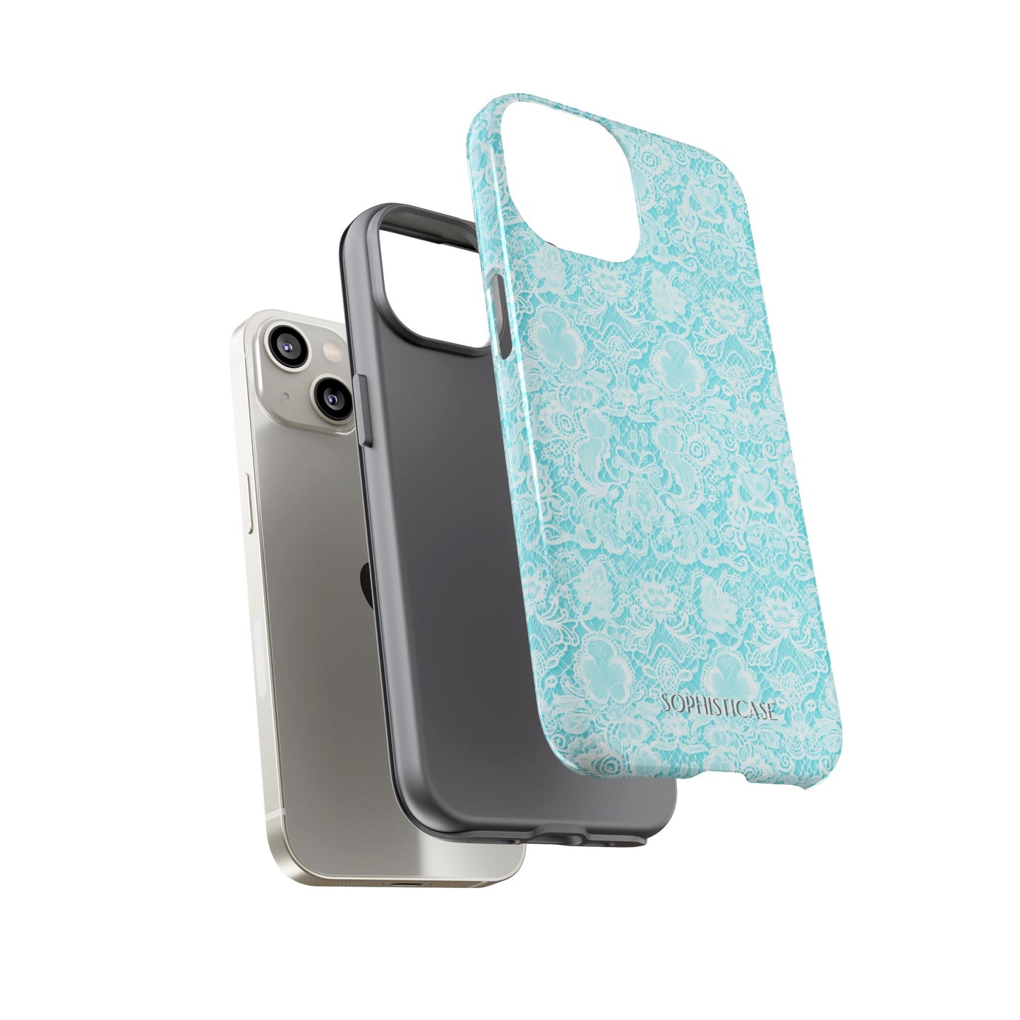 Luxe Lace in Aqua - iPhone Case