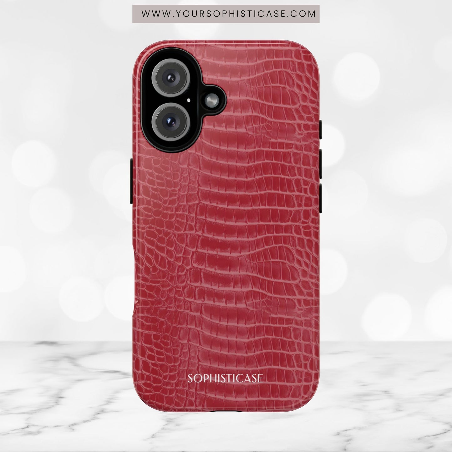 Luxe Leather in Cherry Red - iPhone Case