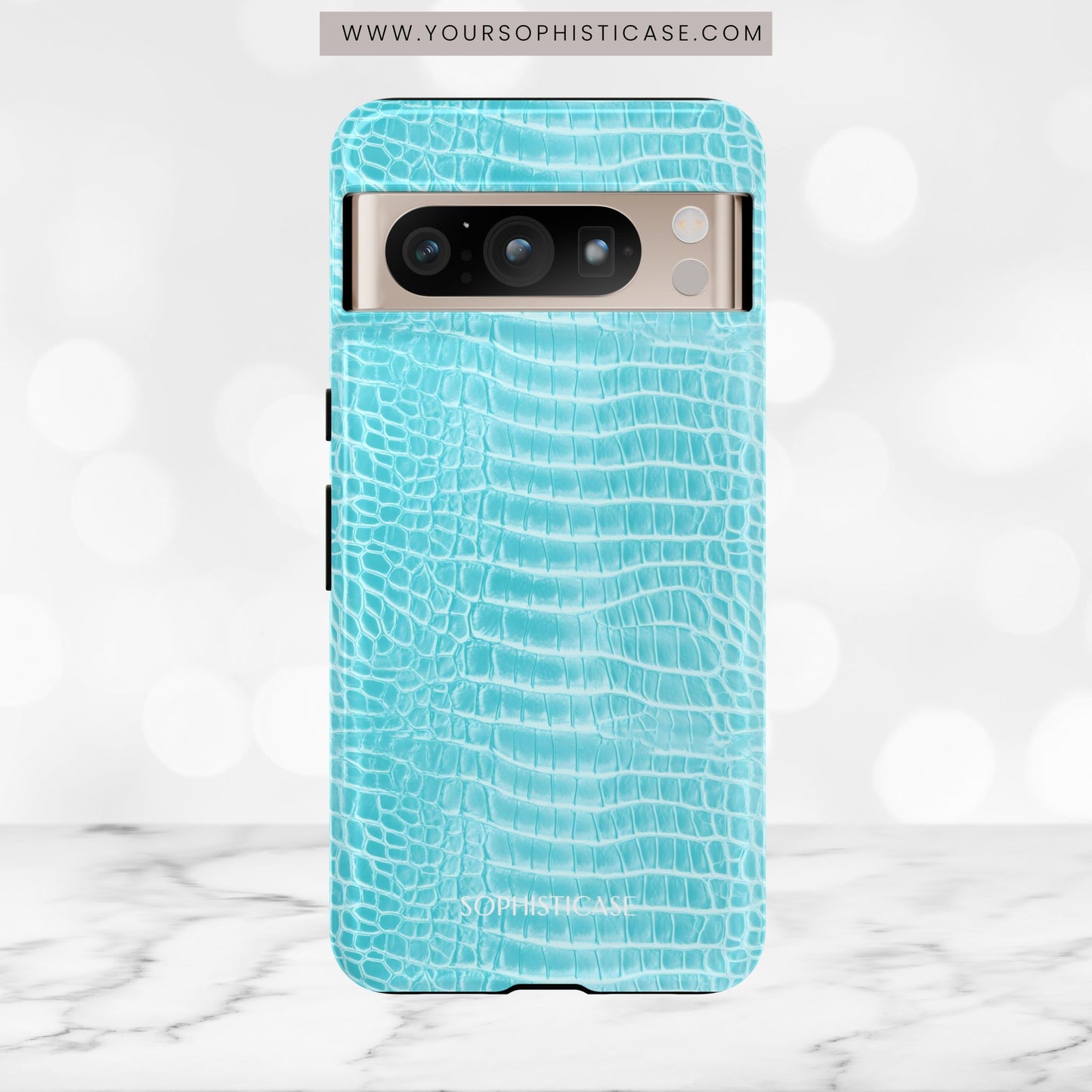 Luxe Leather in Aqua - Tough Phone Case