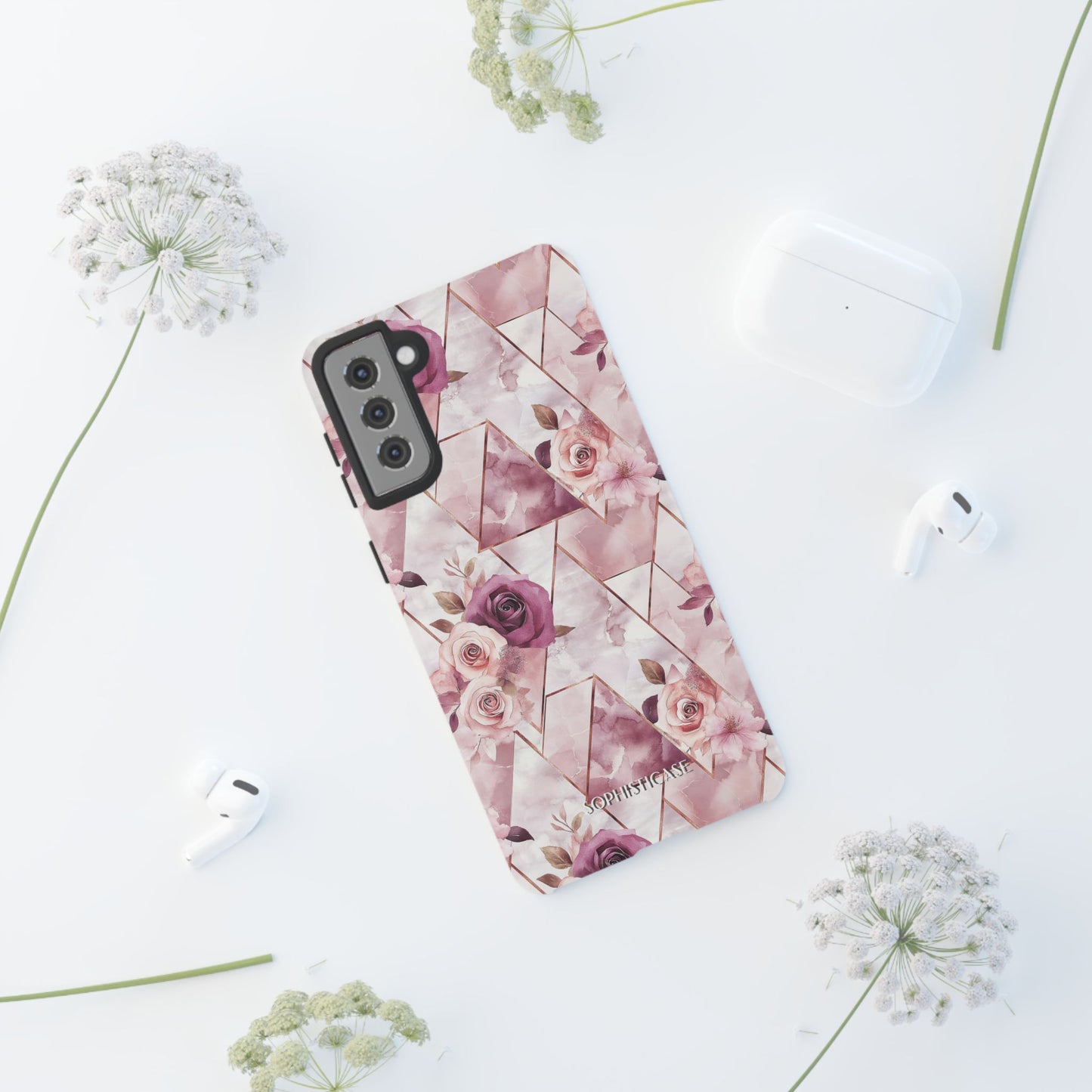 Royal Floral in Plum Chevron - Tough Phone Case