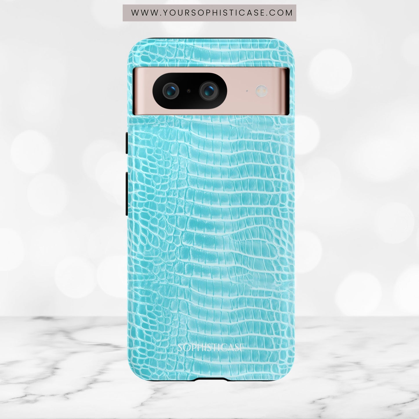 Luxe Leather in Aqua - Tough Phone Case
