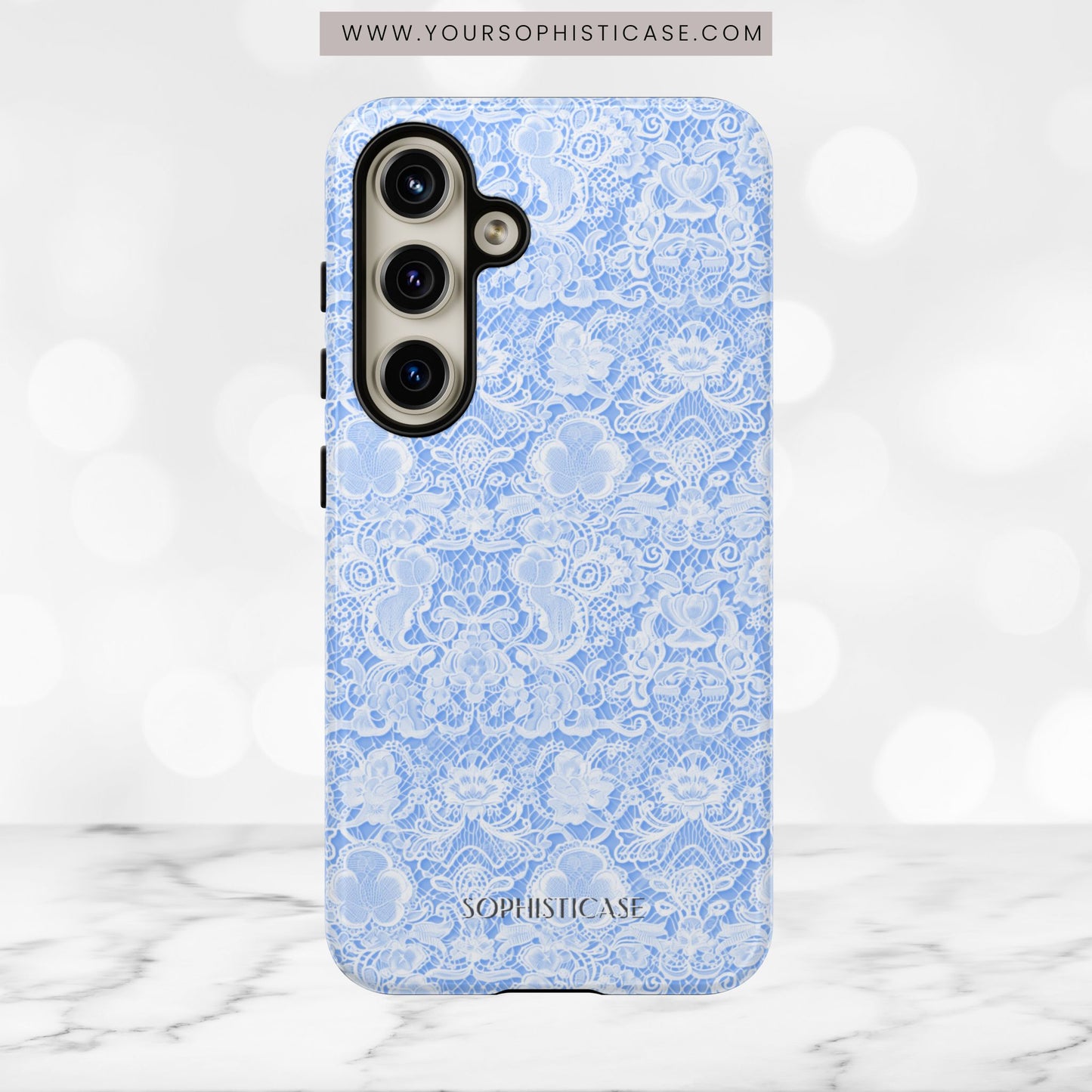 Luxe Lace in Blue - Tough Phone Case