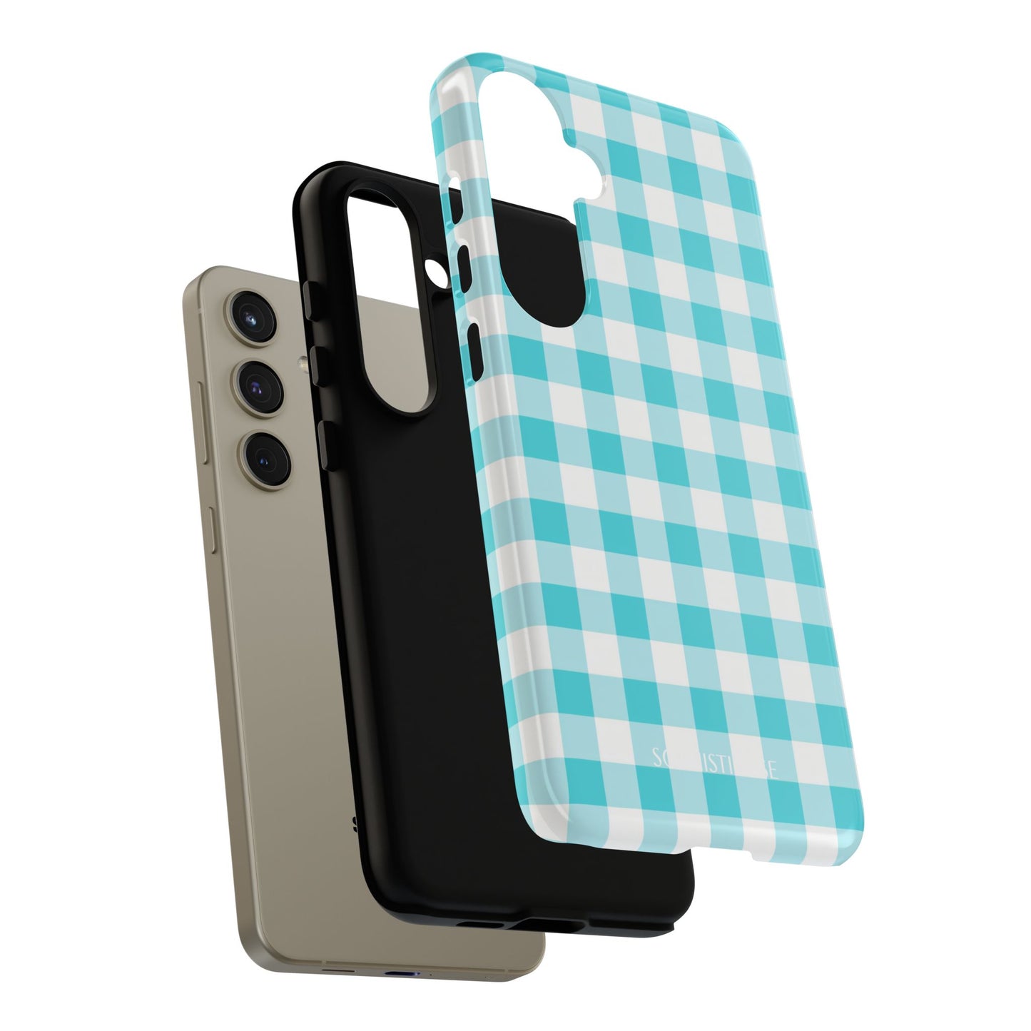 Gingham in Aqua - Tough Phone Case
