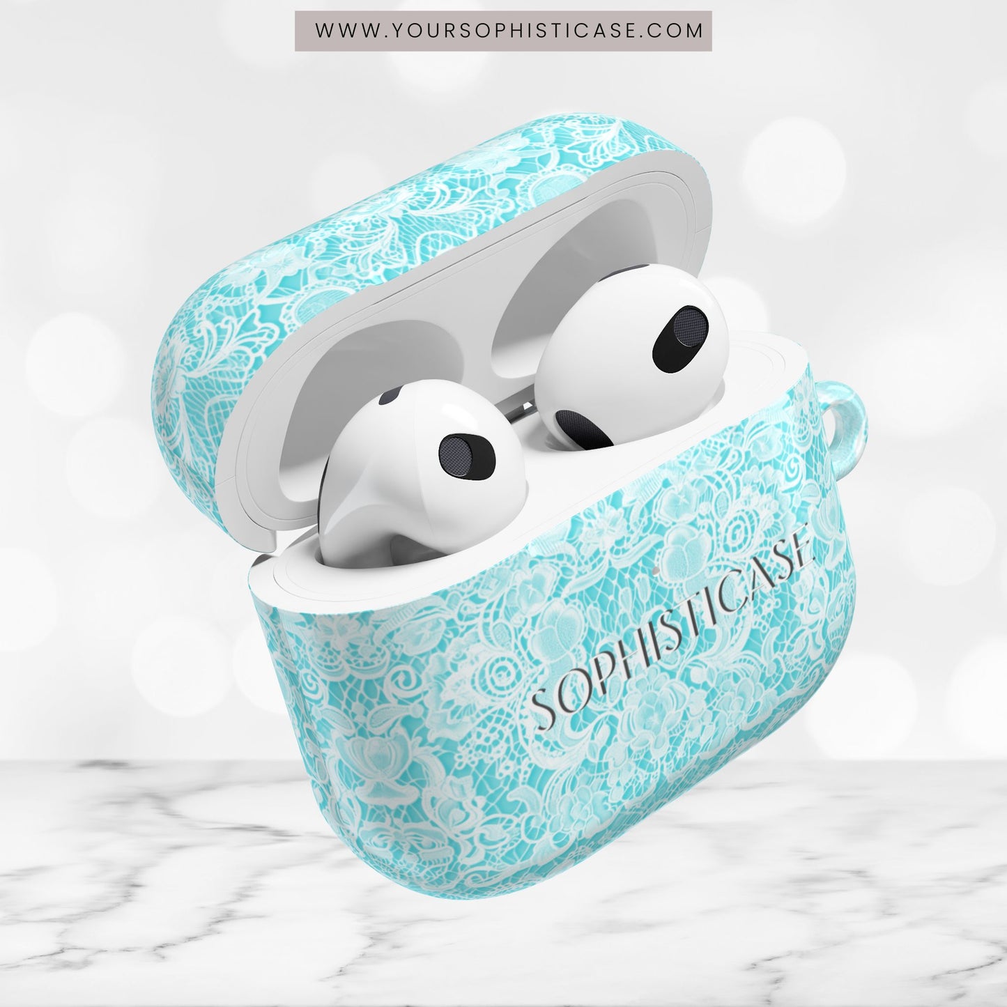 AirPod Cases - Luxe Lace in Aqua