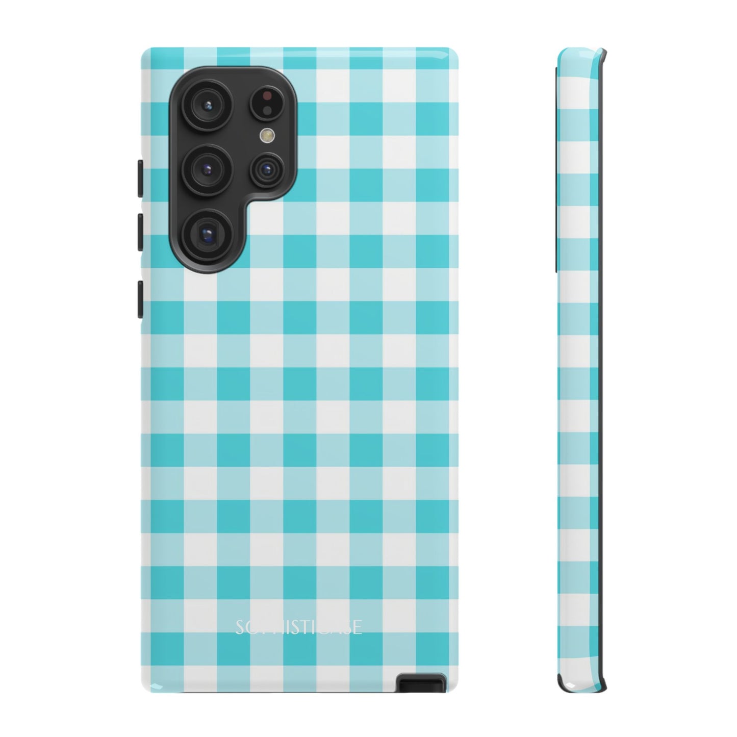 Gingham in Aqua - Samsung Galaxy Case