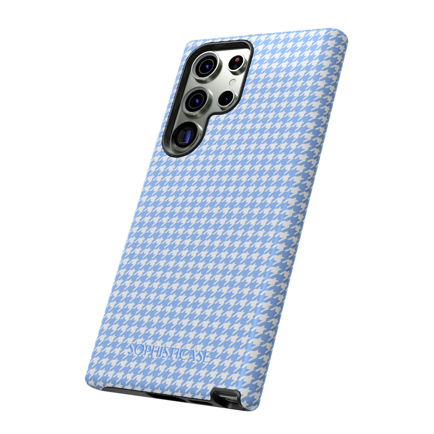 Houndstooth in Blue - Drop Proof Phone Case for Samsung Galaxy