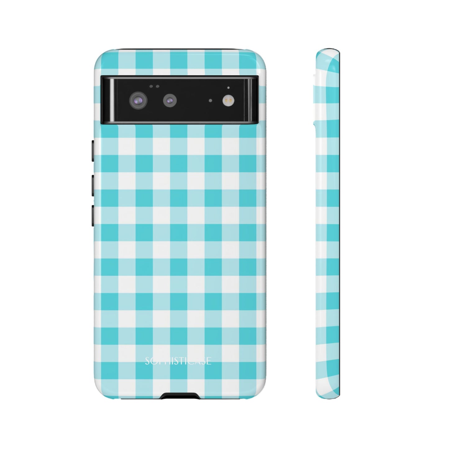 Gingham in Aqua - Tough Phone Case