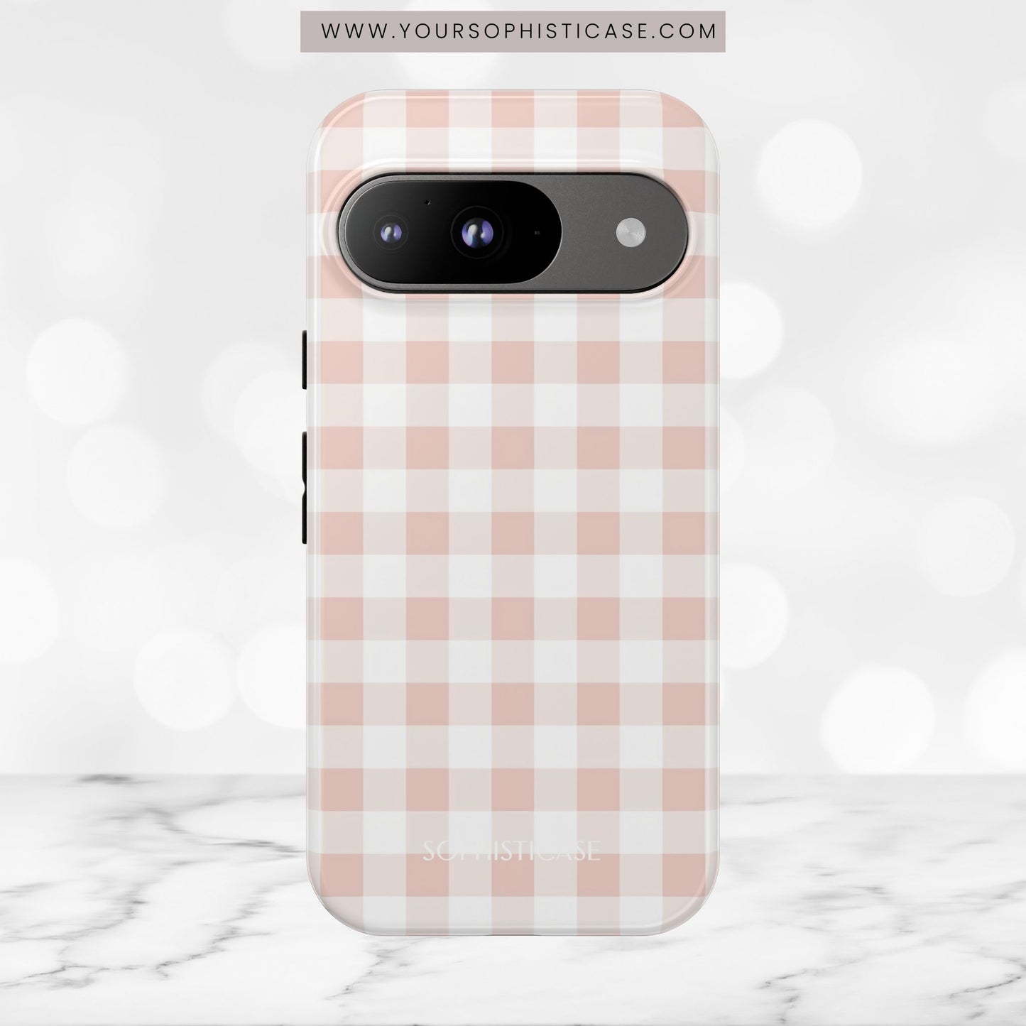 Gingham in Neutral Beige - Tough Phone Case