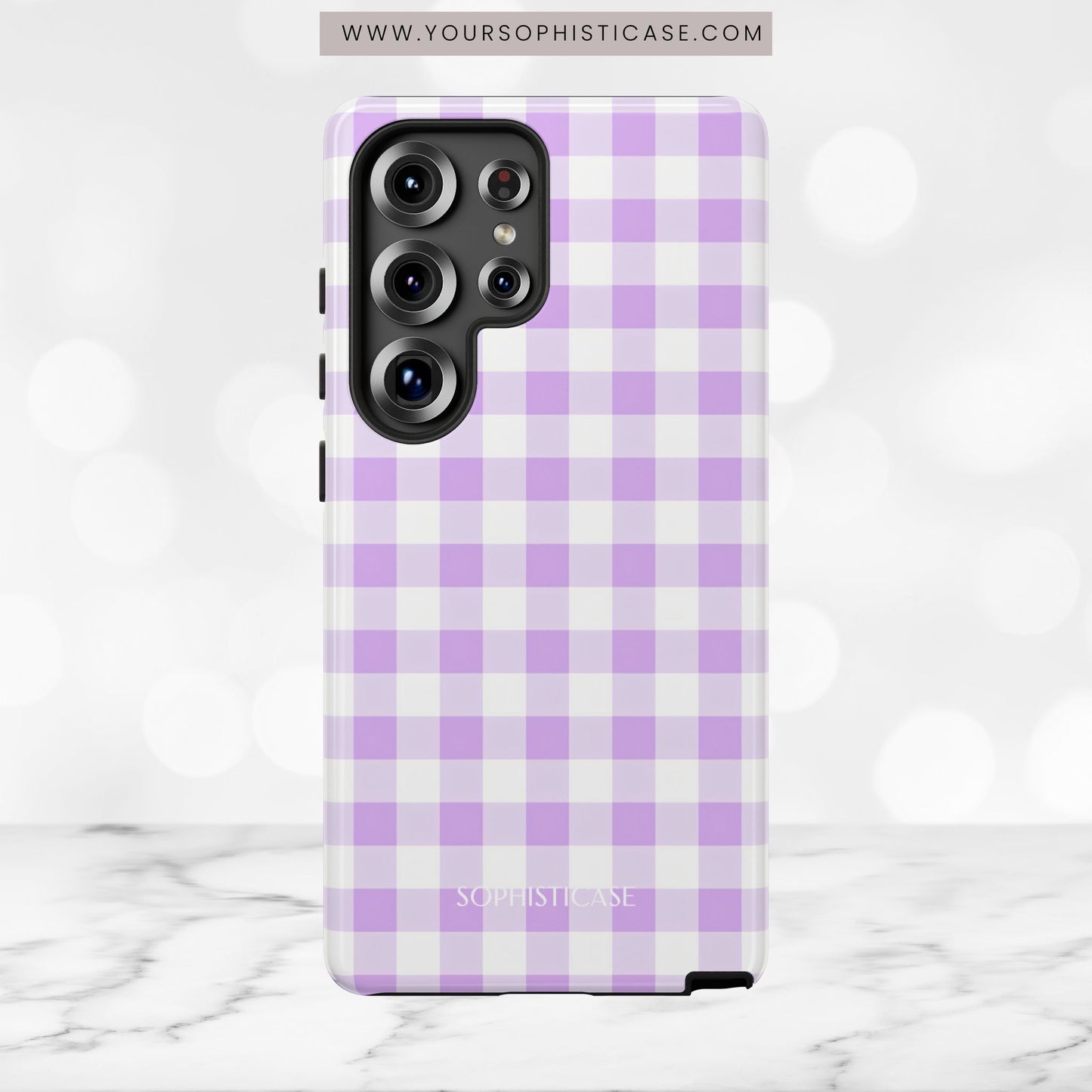 Gingham in Purple - Tough Phone Case