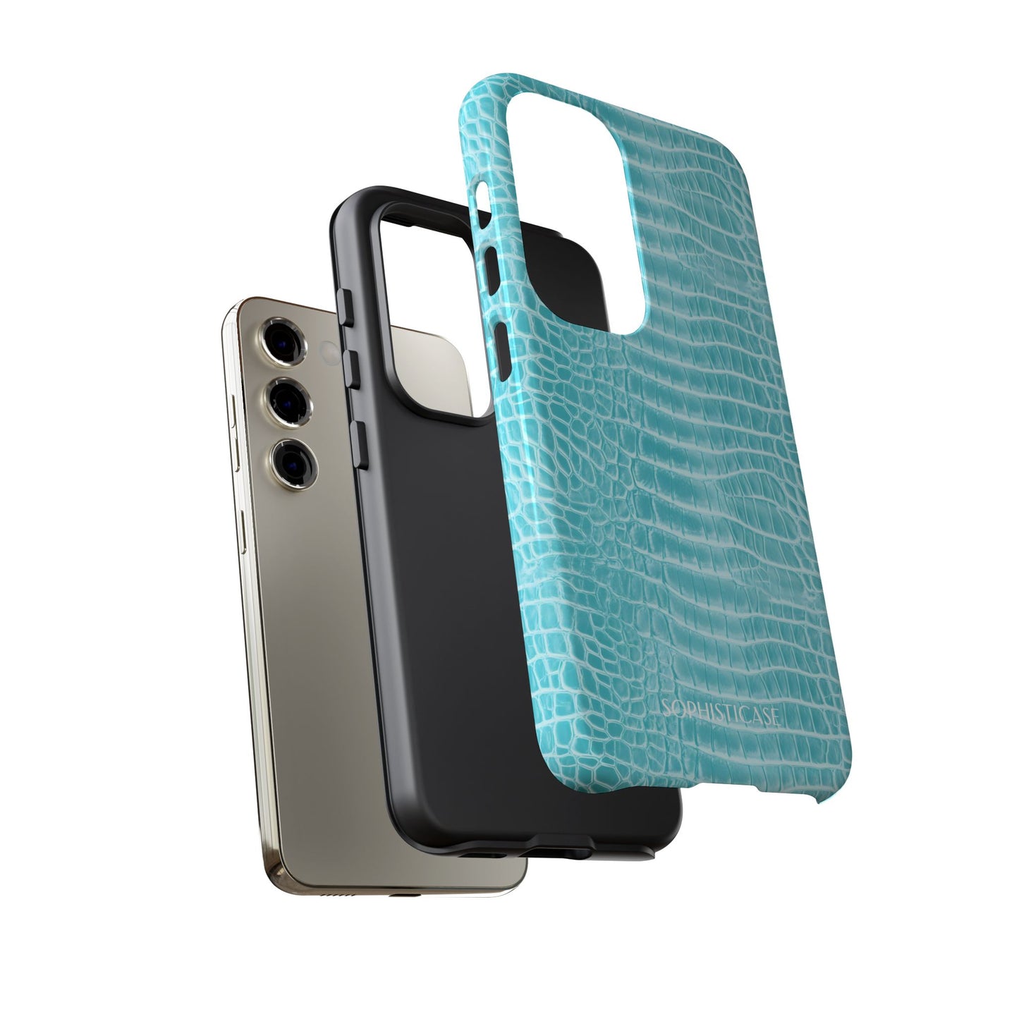 Luxe Leather in Aqua - Tough Phone Case