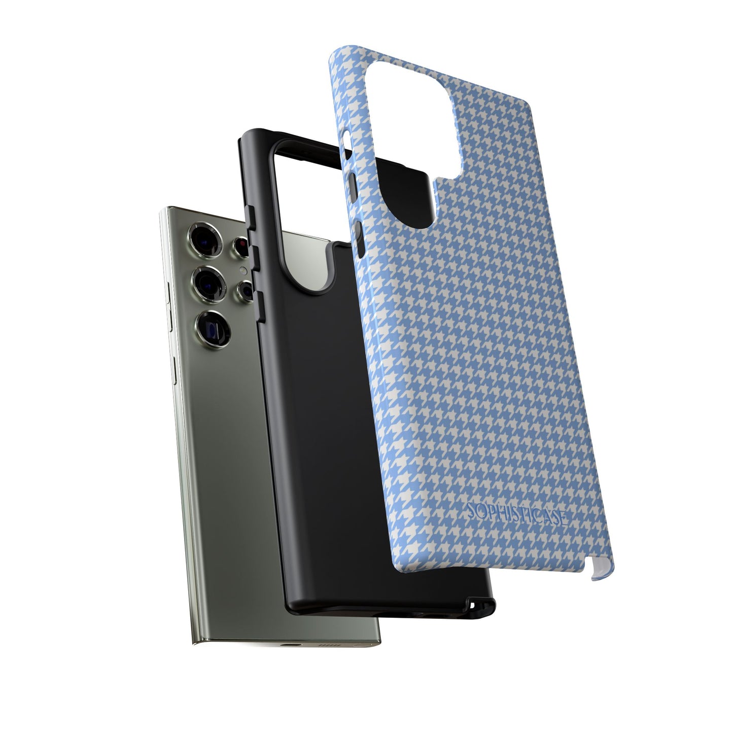 Houndstooth in Blue - Drop Proof Phone Case for Samsung Galaxy