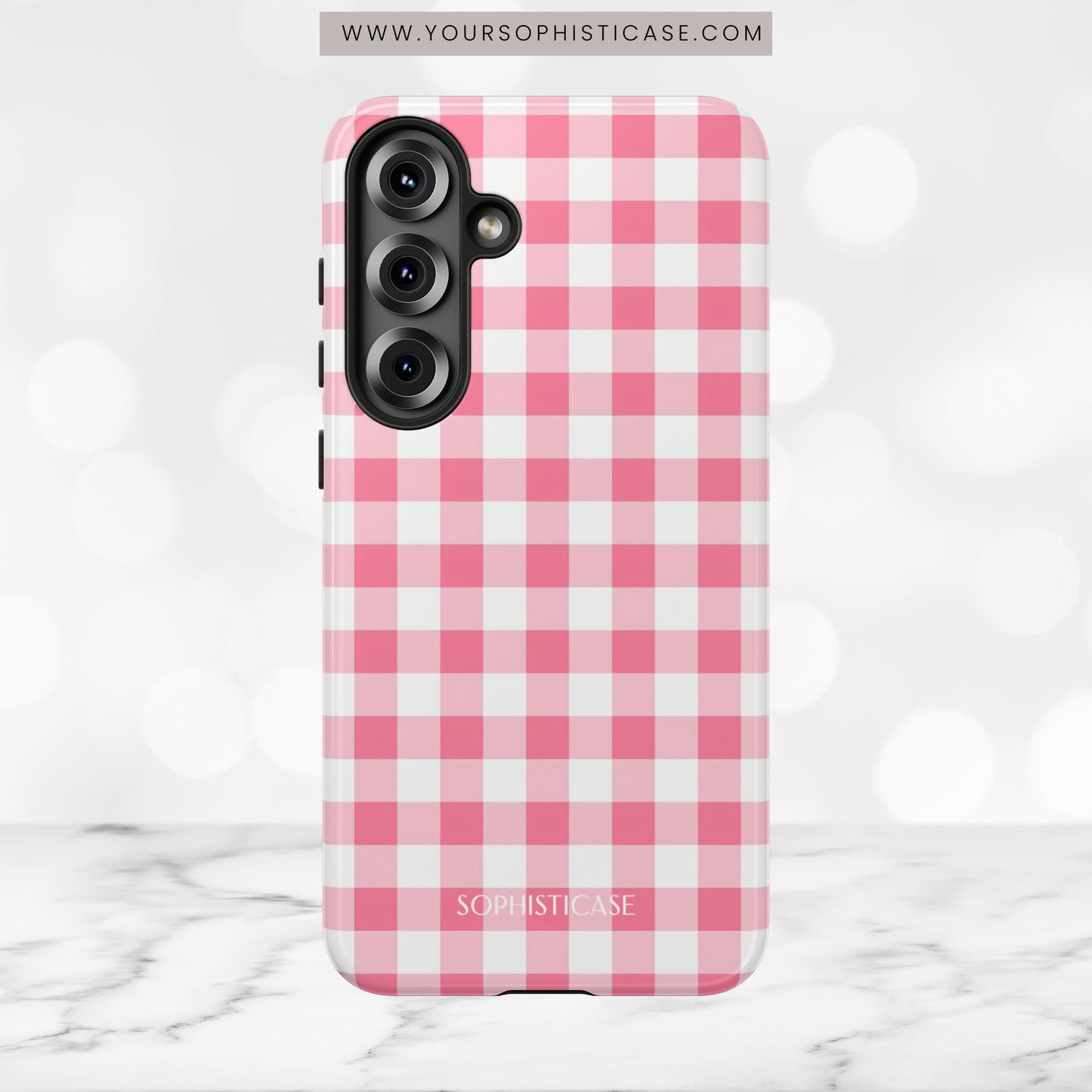 Gingham in Salmon - Tough Phone Case