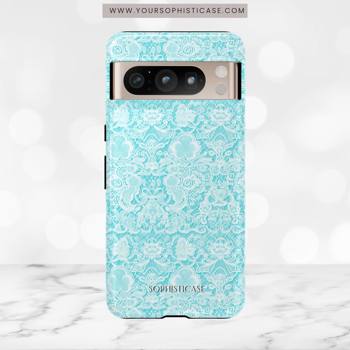Luxe Lace in Aqua - Tough Phone Case
