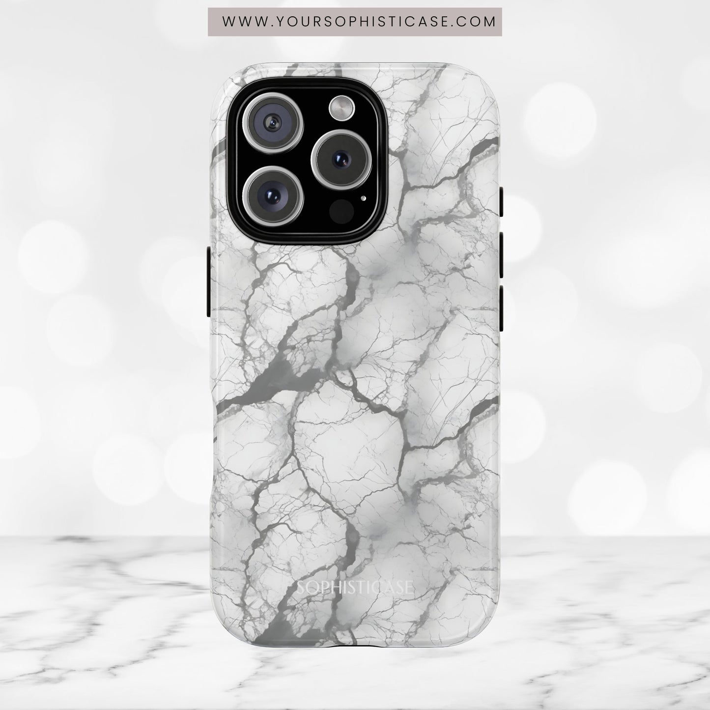 Marble Opulence in Charcoal Grey - Tough Phone Case