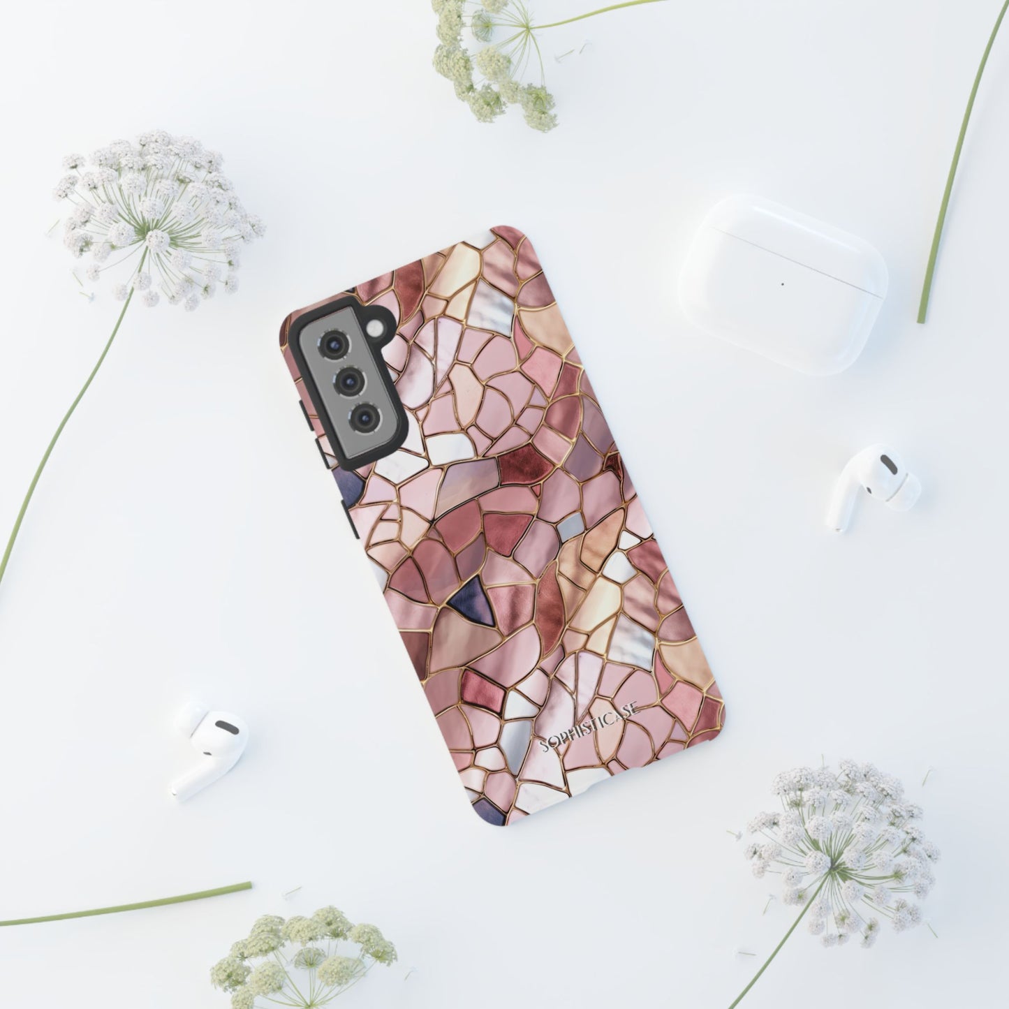 Rose' Runway in Pink Mosaic - Tough Phone Case