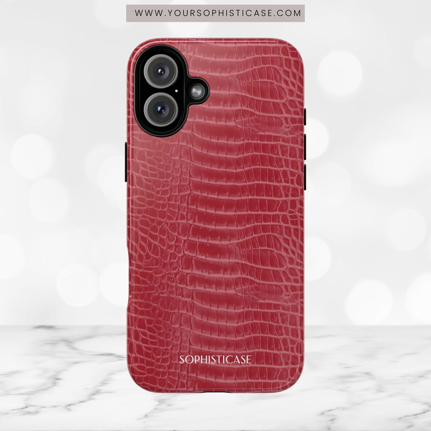 Luxe Leather in Cherry Red - iPhone Case