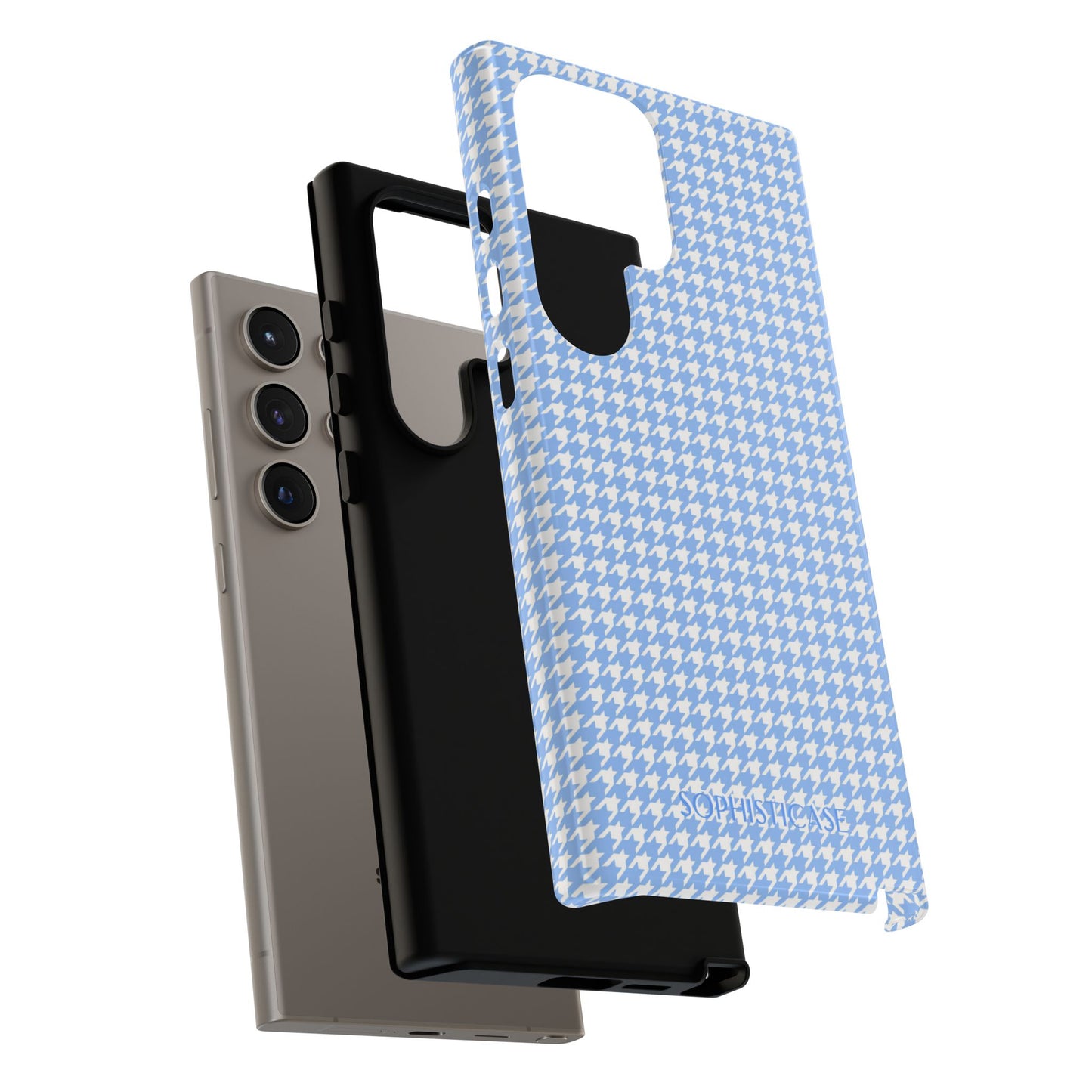 Houndstooth in Blue - Drop Proof Phone Case for Samsung Galaxy