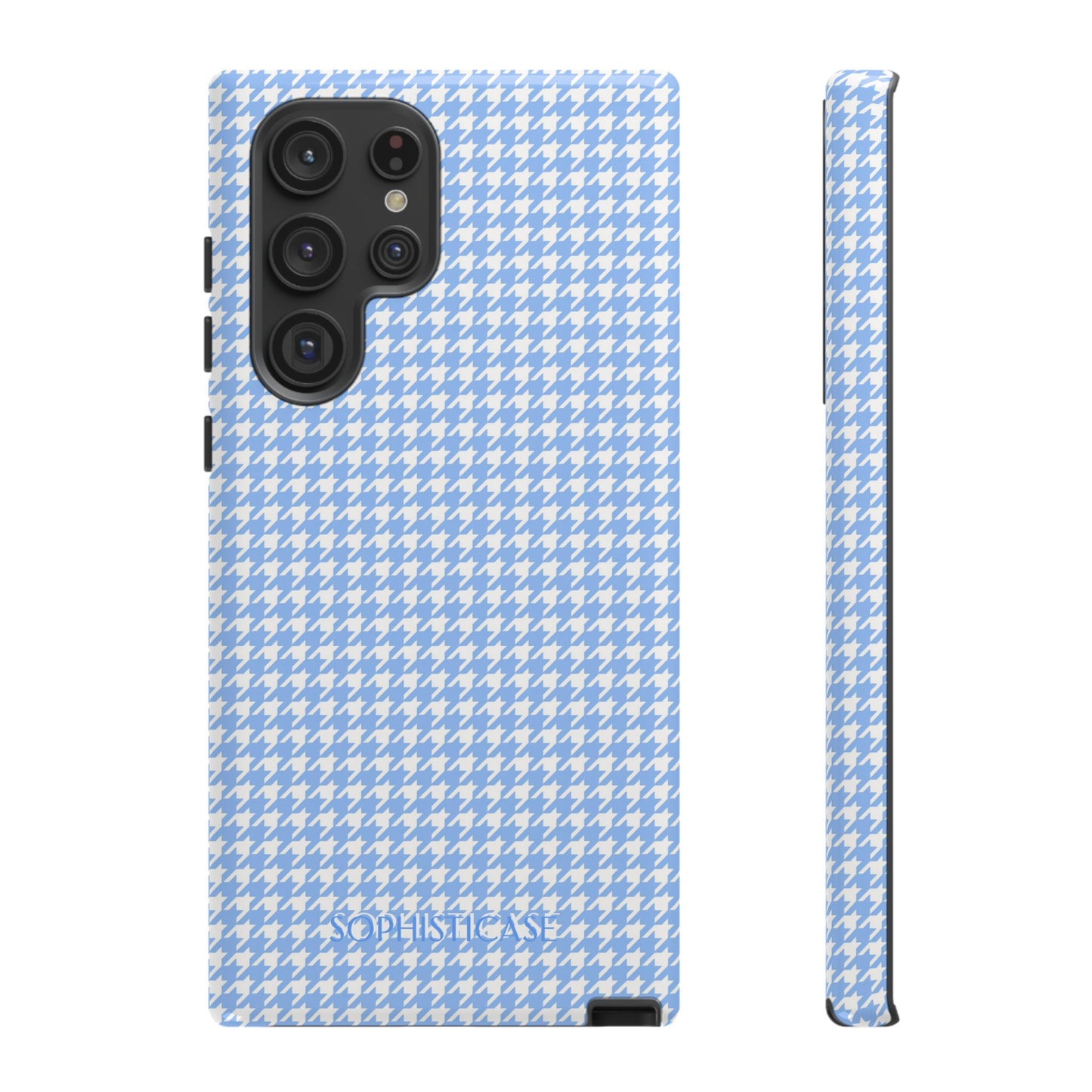 Houndstooth in Blue - Drop Proof Phone Case for Samsung Galaxy