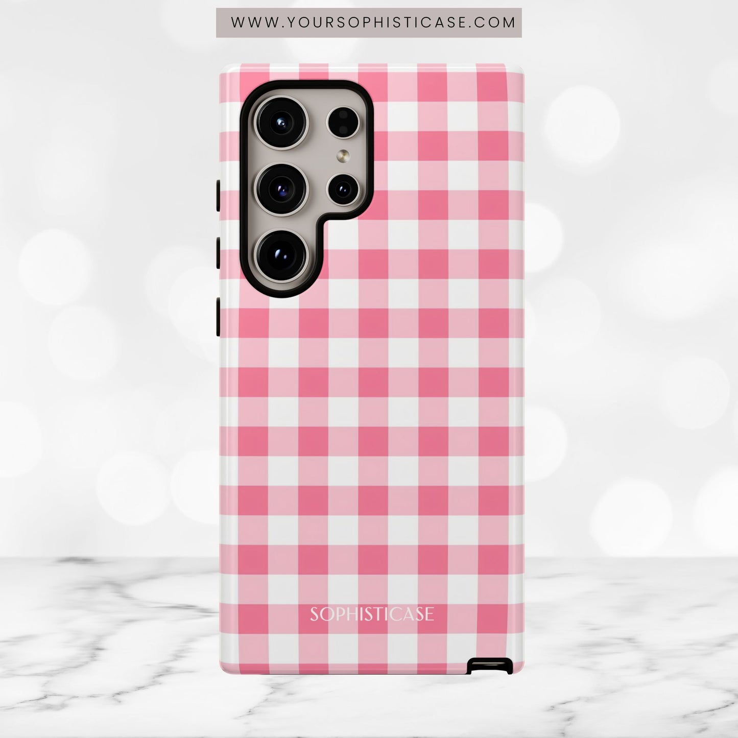 Gingham in Salmon - Tough Phone Case