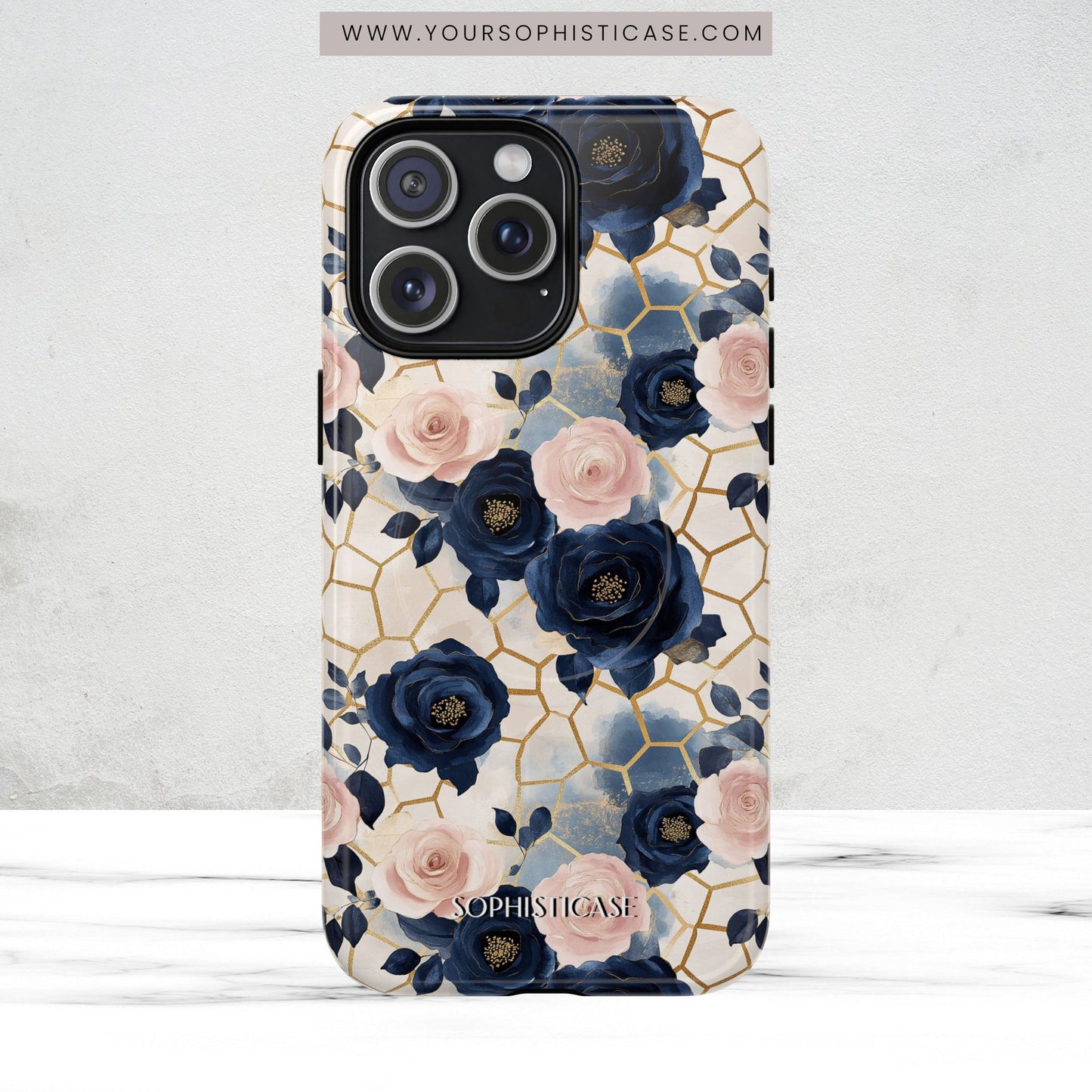 Royal Floral in Navy Hive - iPhone Magsafe Case
