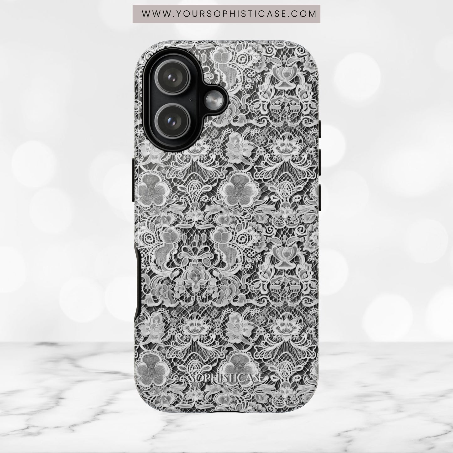 Luxe Lace in Black - Tough Phone Case