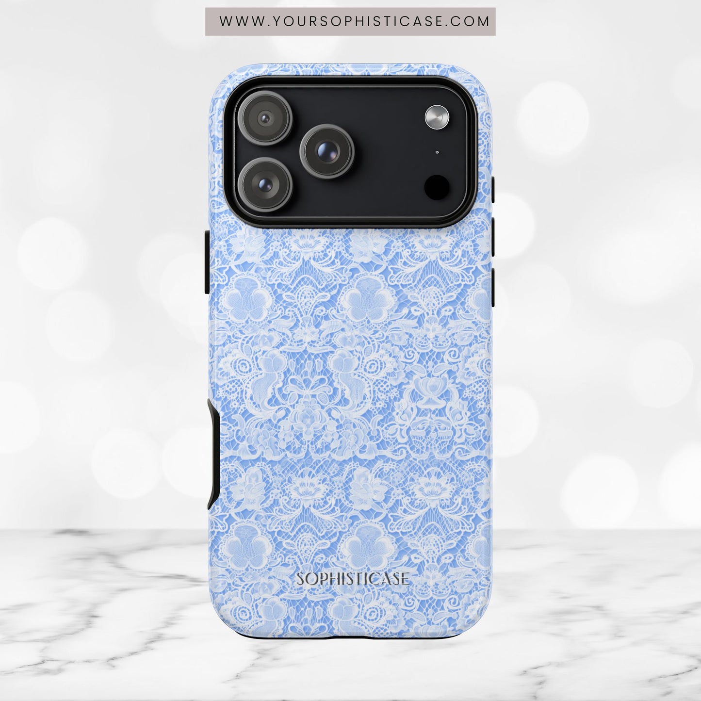 Luxe Lace in Blue - iPhone Case