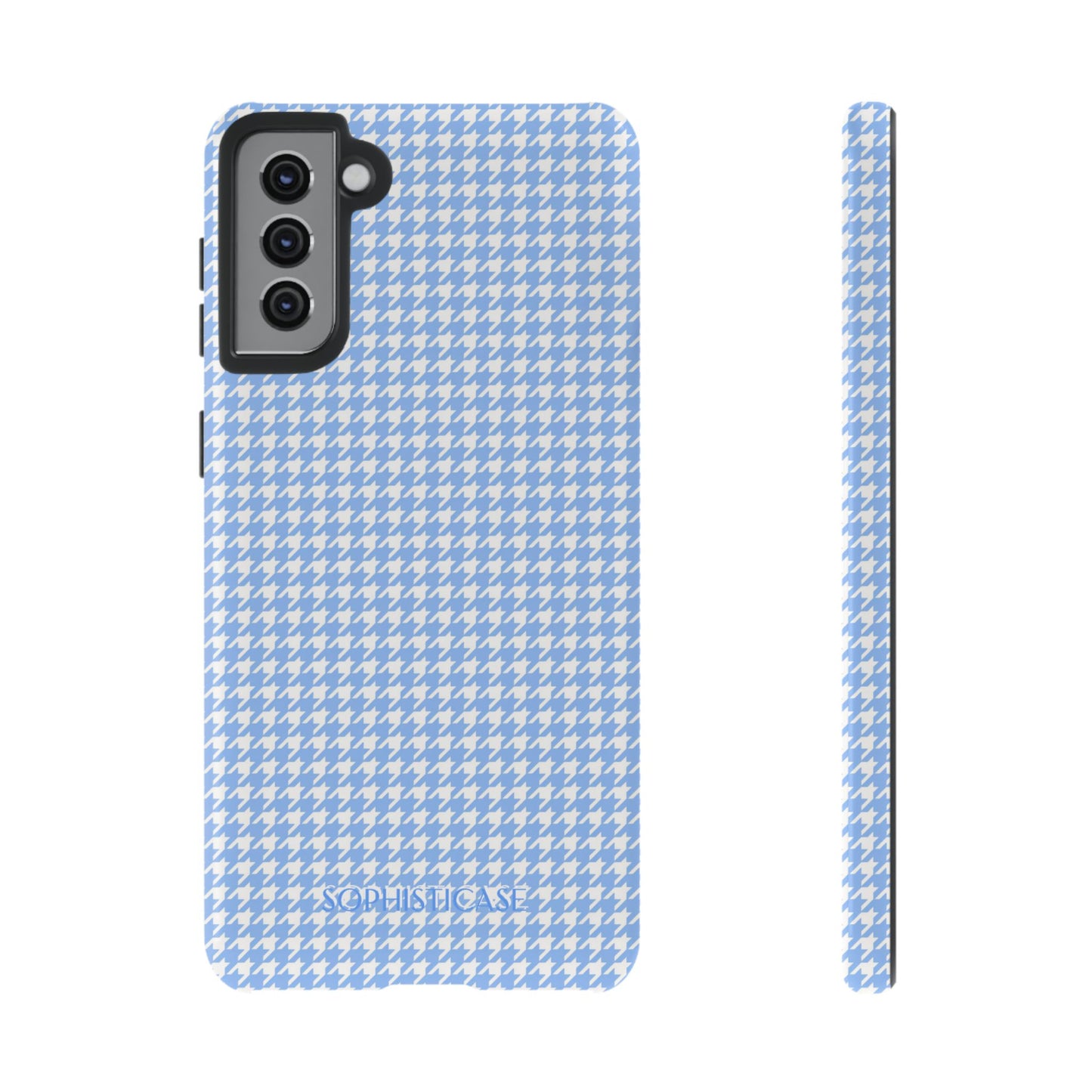 Houndstooth in Blue - Drop Proof Phone Case for Samsung Galaxy