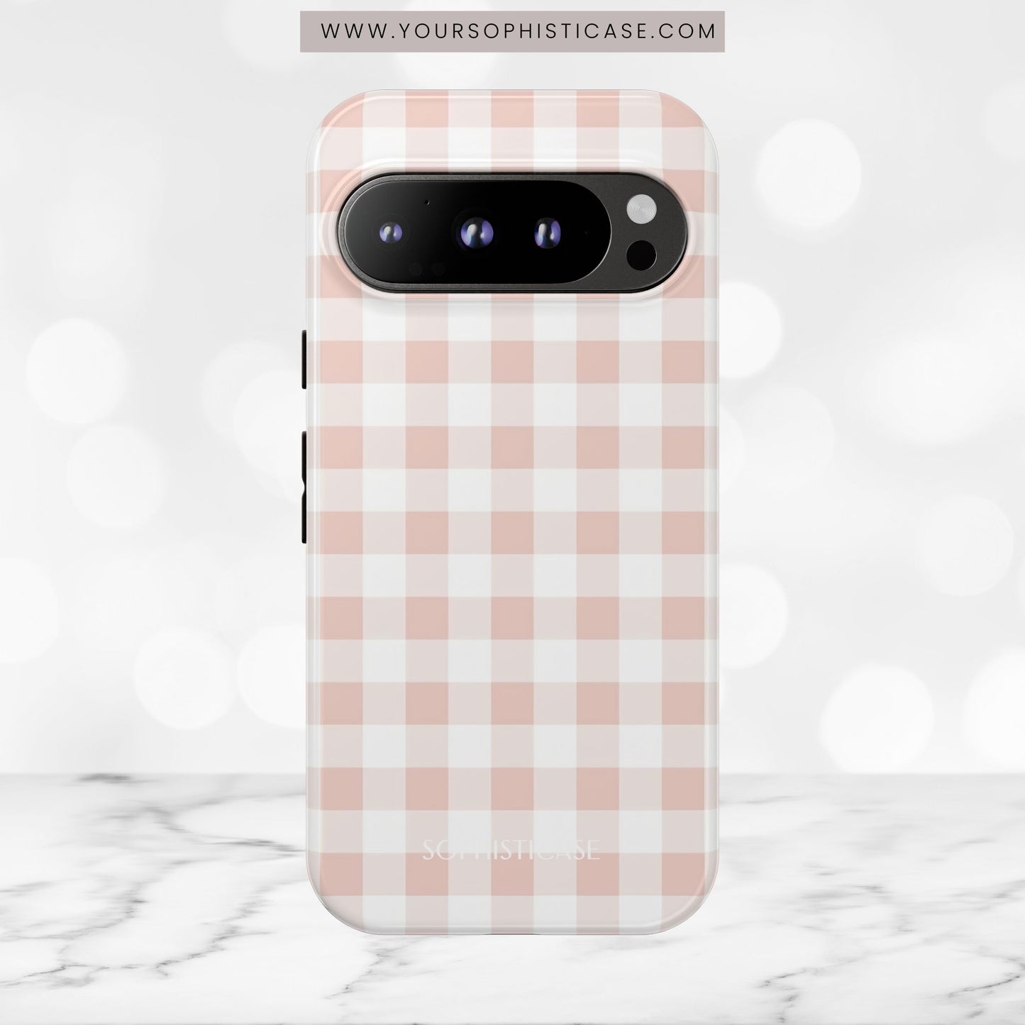Gingham in Neutral Beige - Tough Phone Case