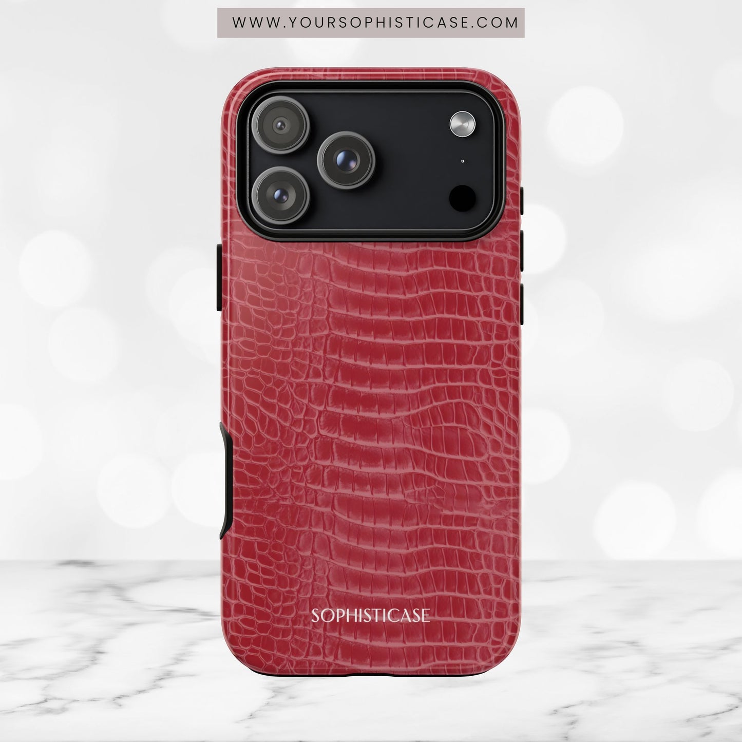 Luxe Leather in Cherry Red - iPhone Case