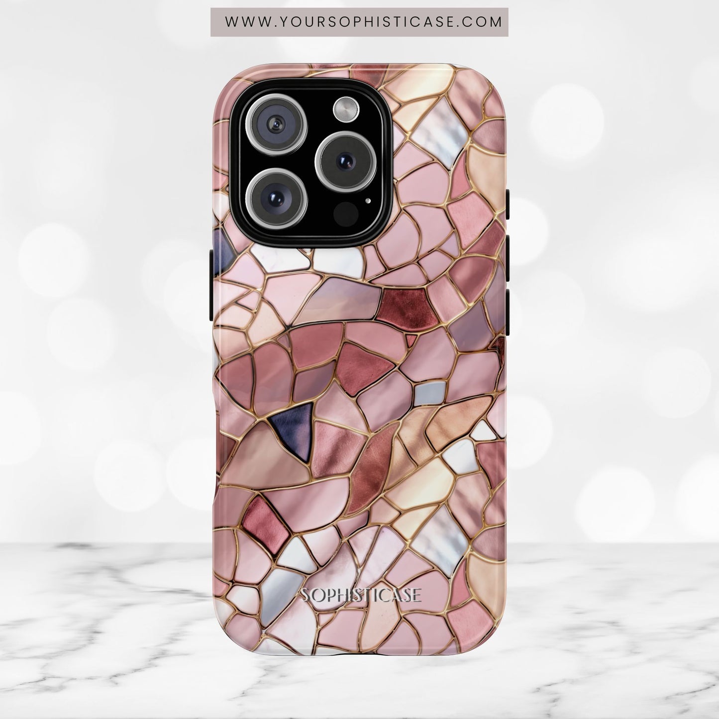 Rose' Runway in Pink Mosaic - Tough Phone Case