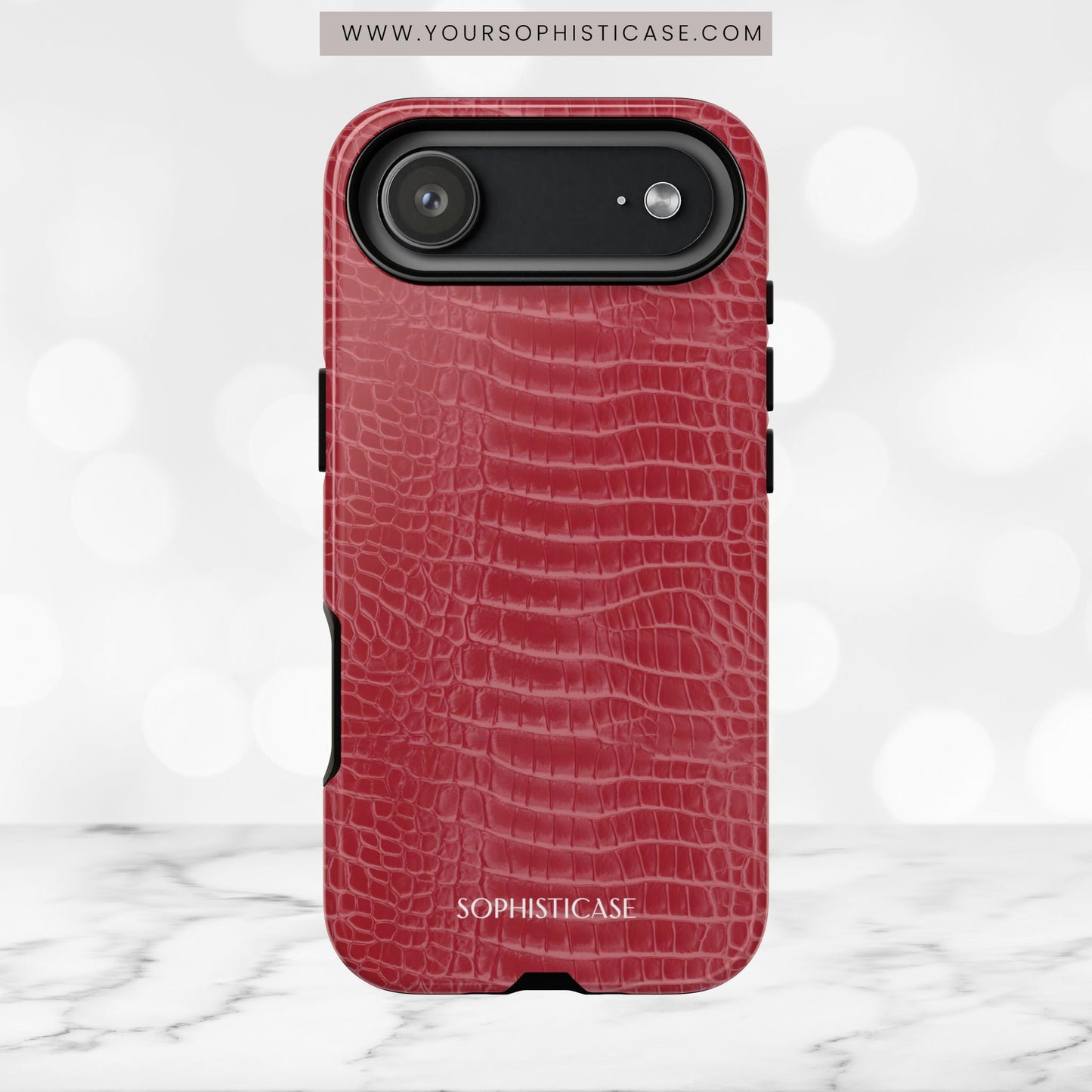 Luxe Leather in Cherry Red - iPhone Case