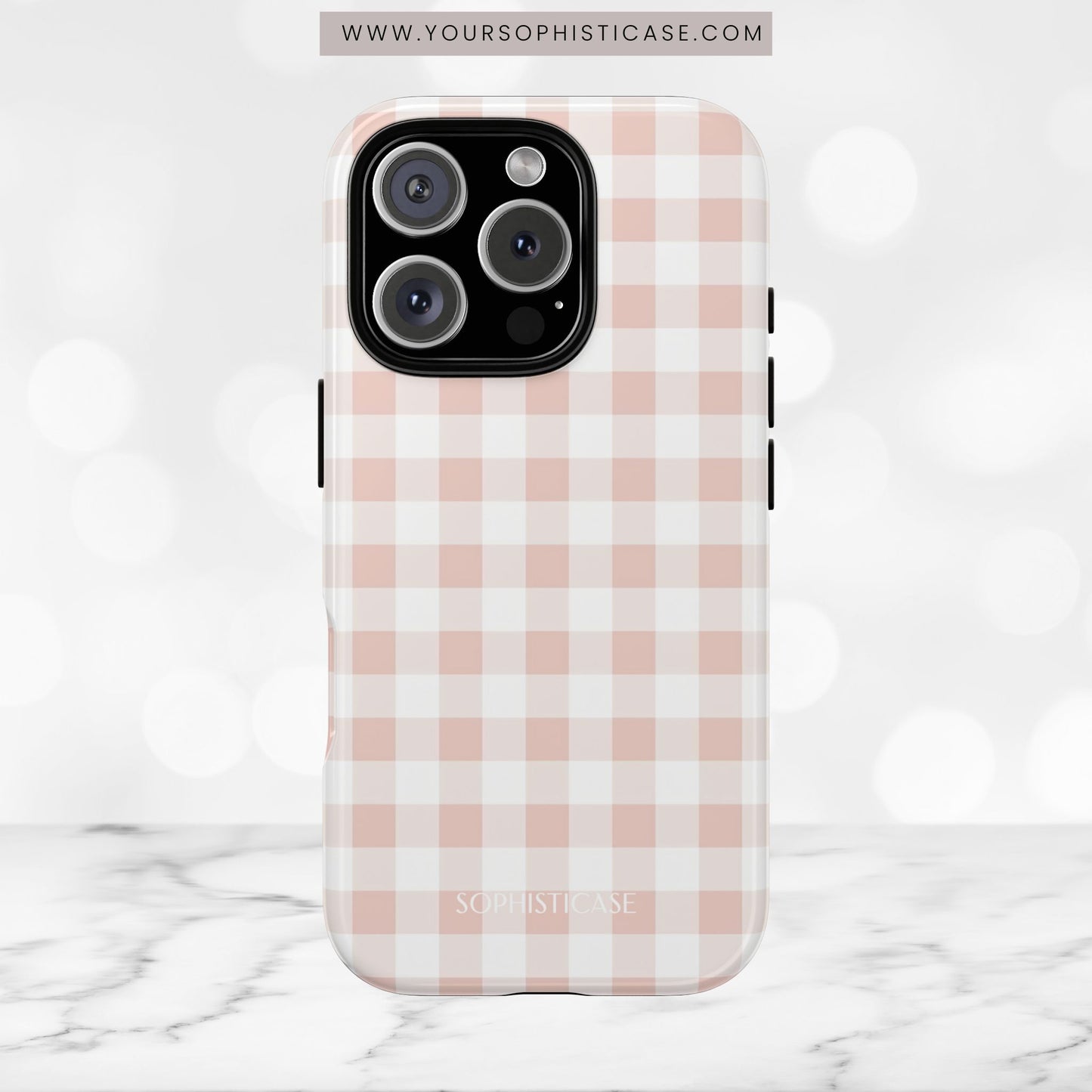 Gingham in Neutral Beige - Tough Phone Case
