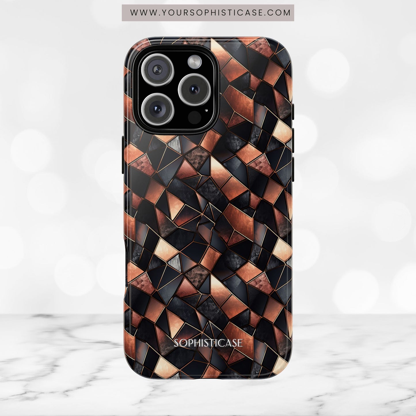Rose' Runway in Noir Mosaic - Tough Phone Case
