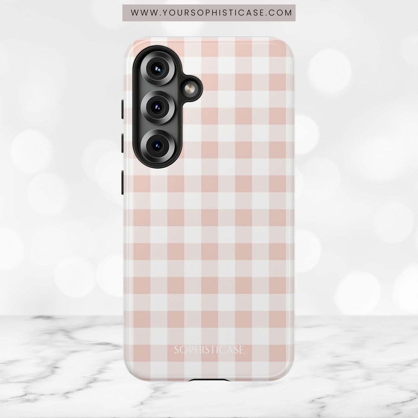 Gingham in Neutral Beige - Tough Phone Case