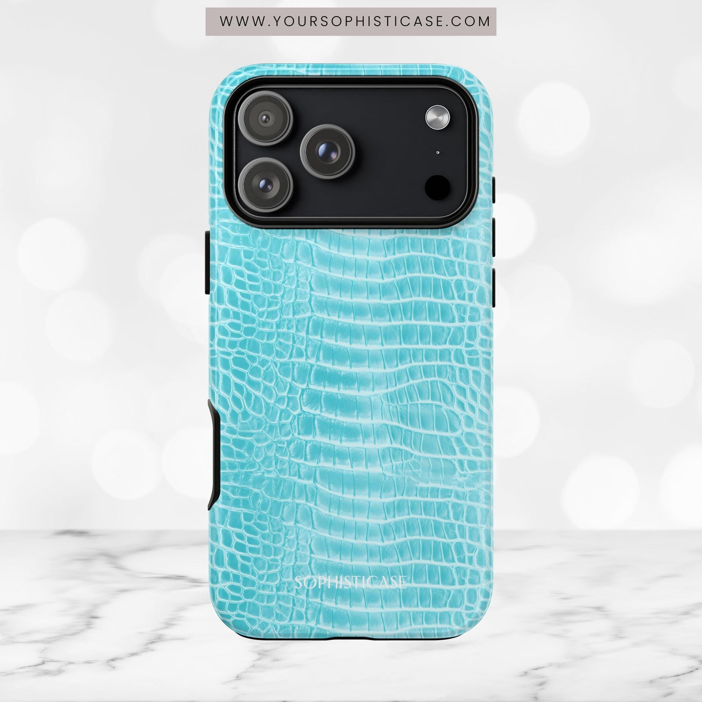 Luxe Leather in Aqua - Tough Phone Case