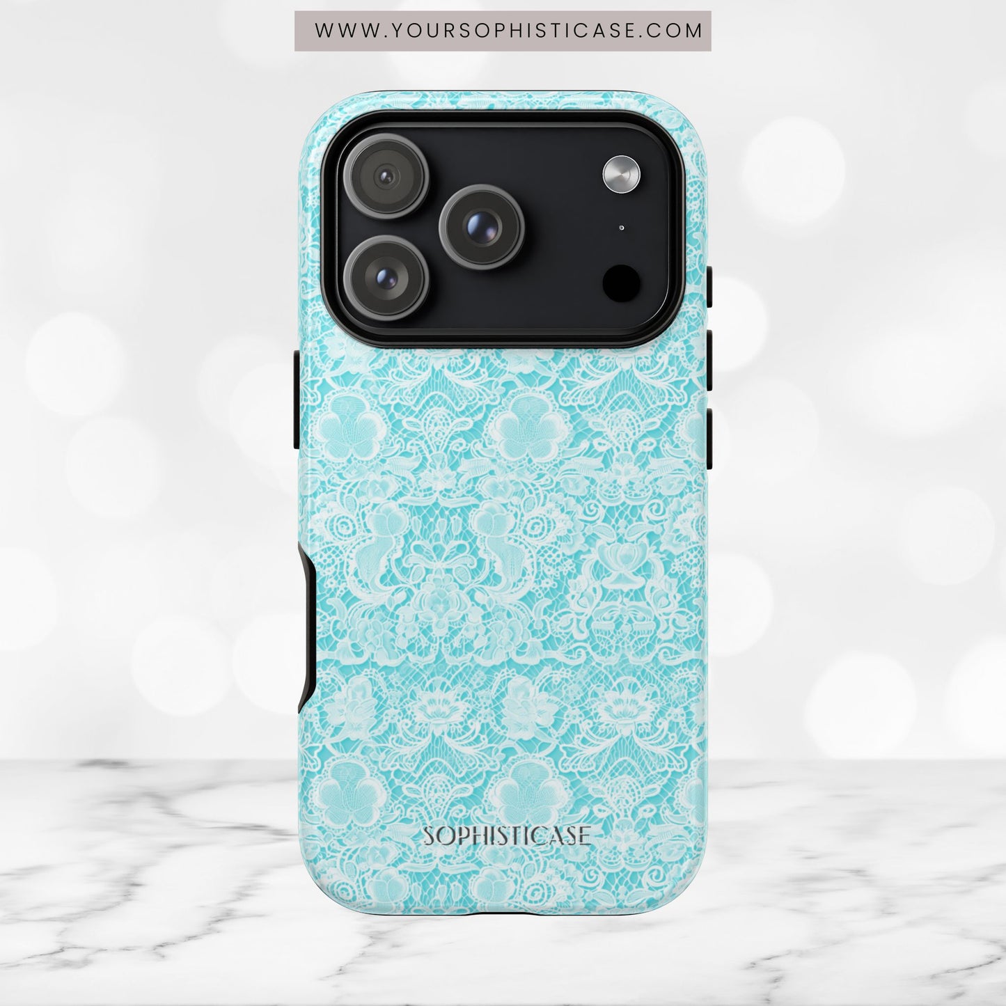Luxe Lace in Aqua - iPhone Case