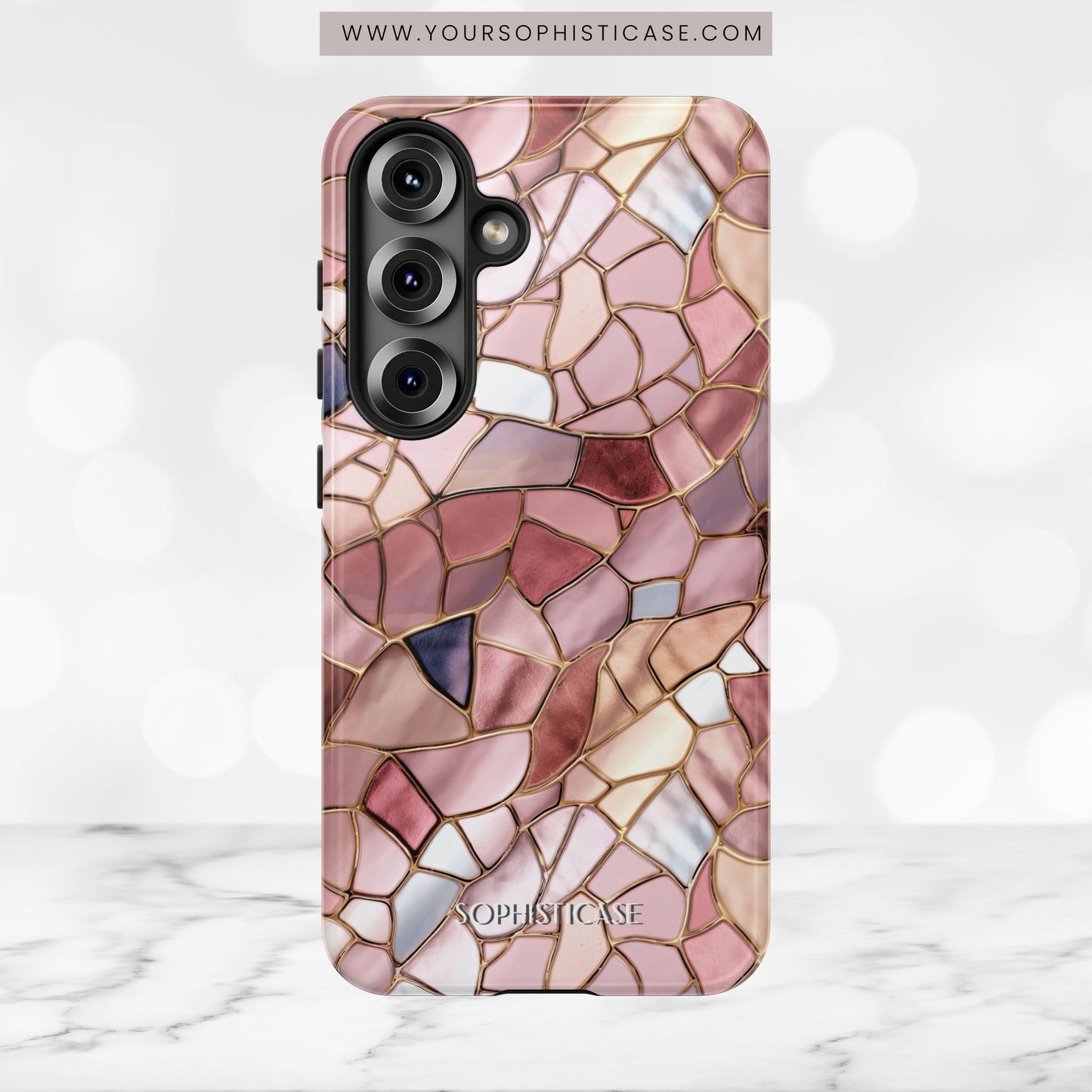 Rose' Runway in Pink Mosaic - Tough Phone Case