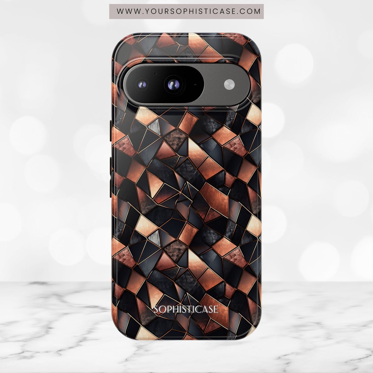Rose' Runway in Noir Mosaic - Tough Phone Case