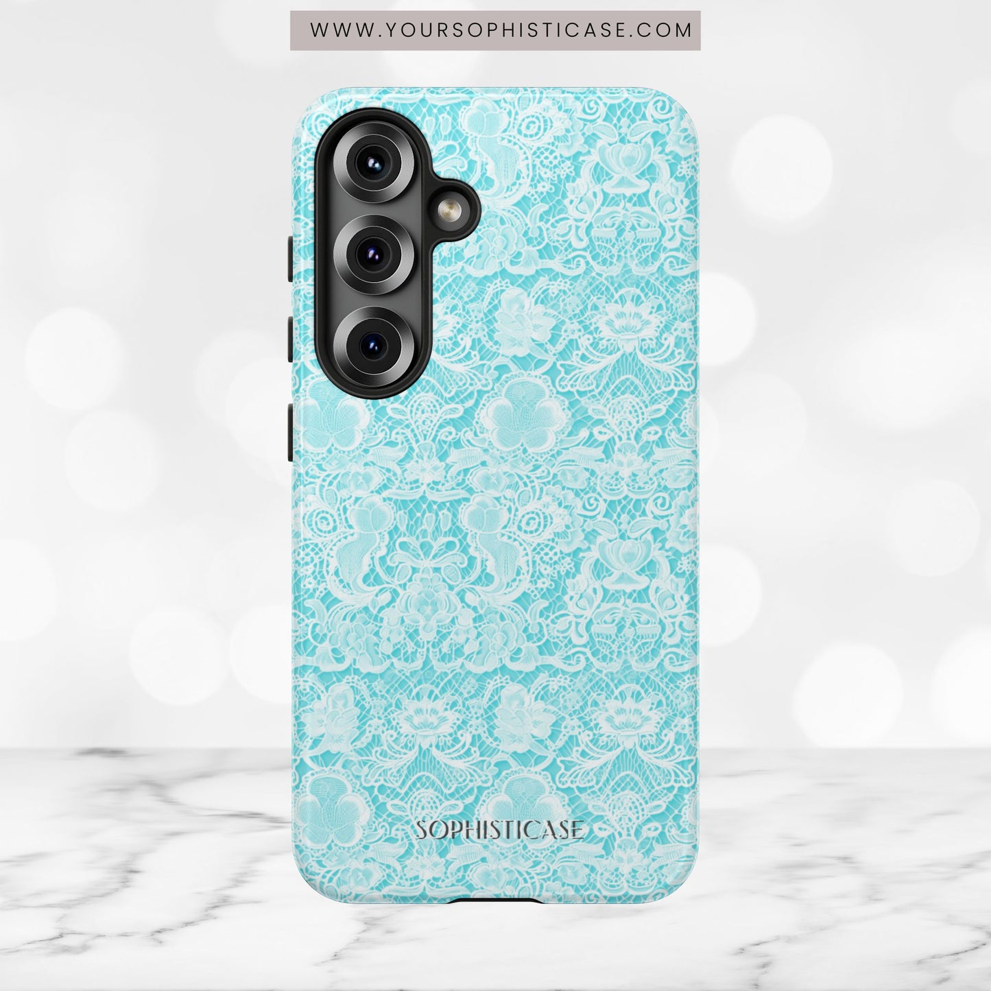 Luxe Lace in Aqua - Tough Phone Case