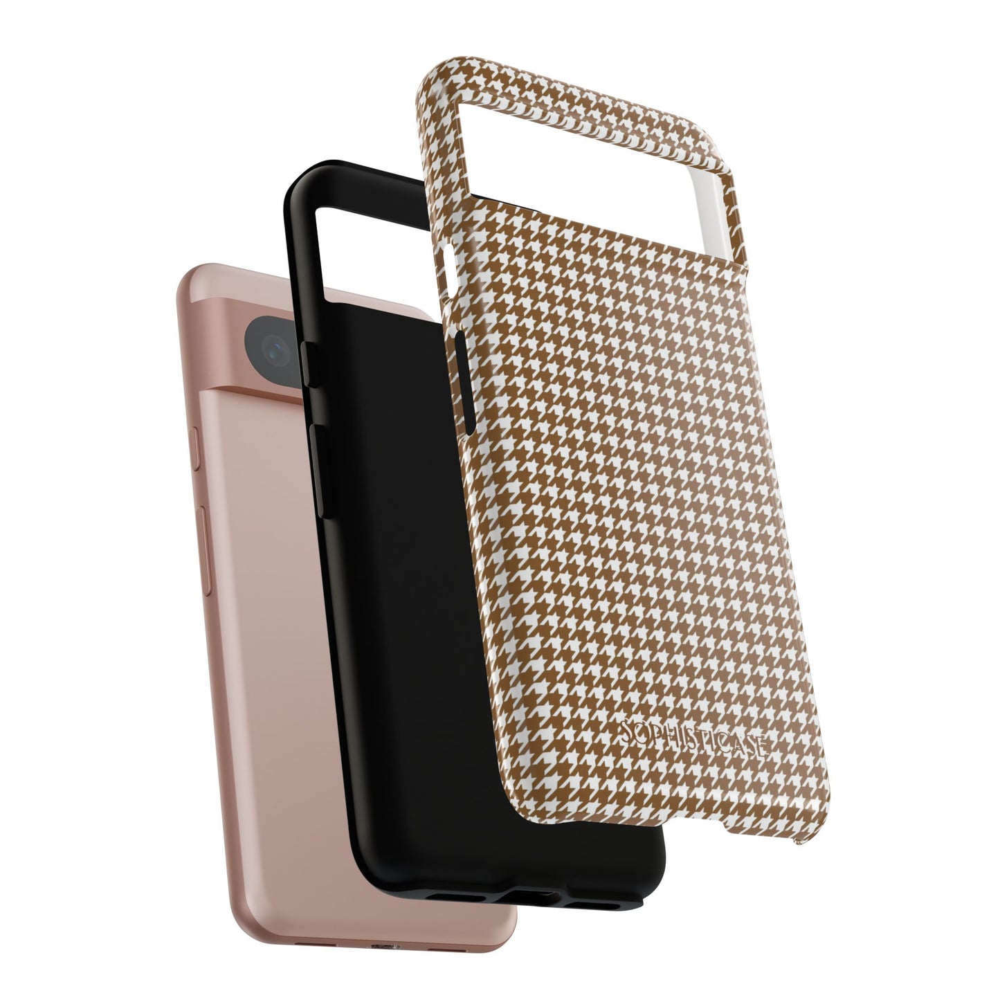 Houndstooth in Brown - Drop Proof Phone Case for Google Pixel